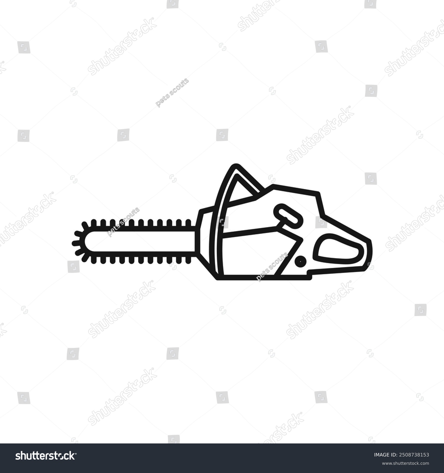 black chainsaw outline, tool, equipment, cutting clip art preview