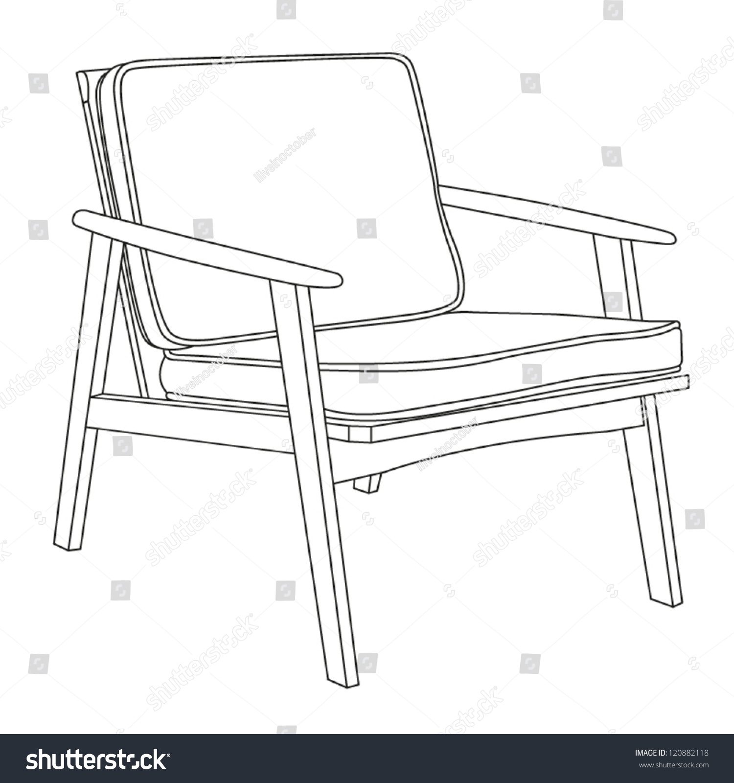Chair Icon Modern Chair Outline Contour Stock Vector 120882118