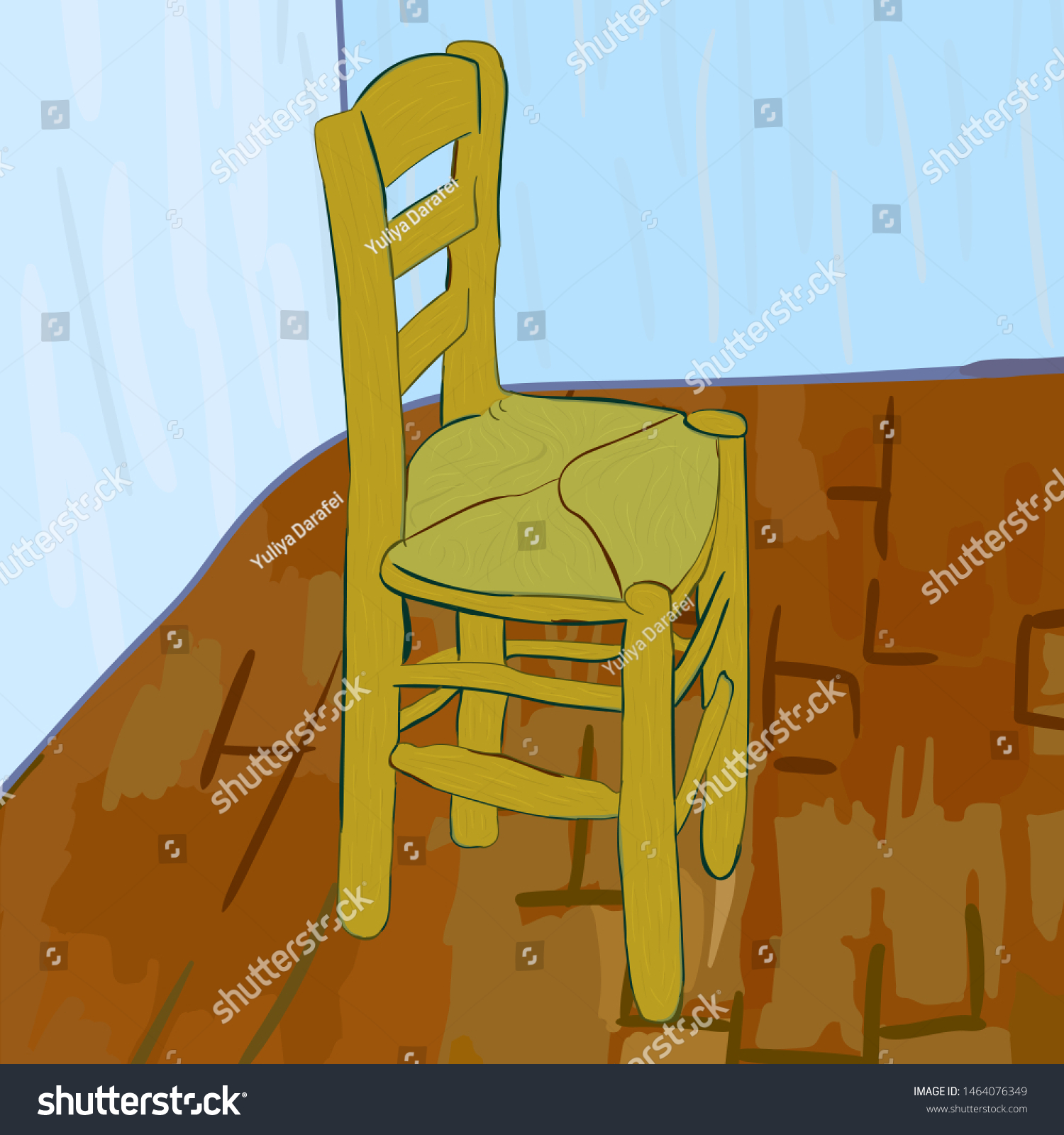 Chair Van Gogh Style Digital Element Stock Vector Royalty Free
