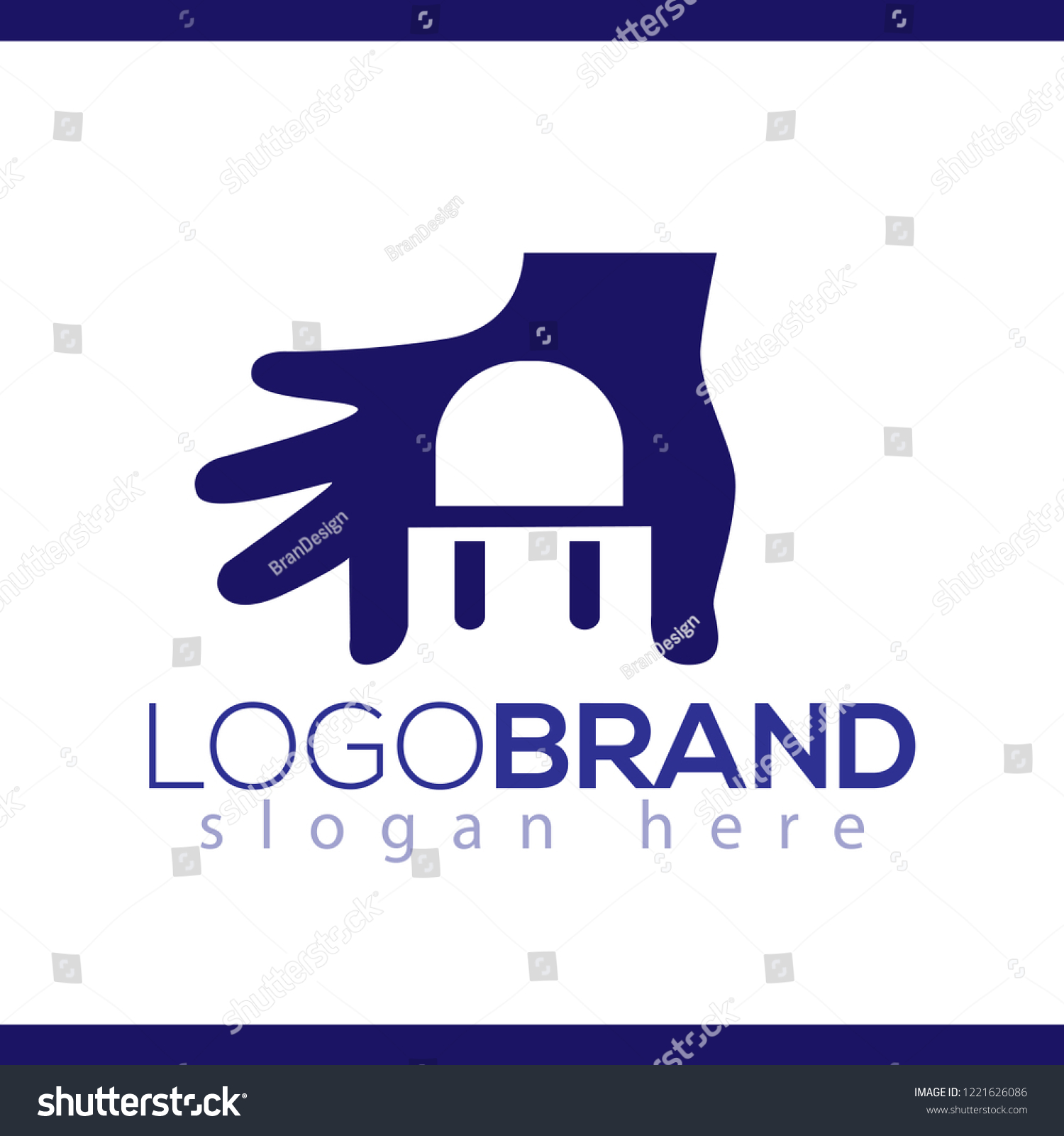 Chair Logo Negative Space Hand Logo Stock Vector Royalty