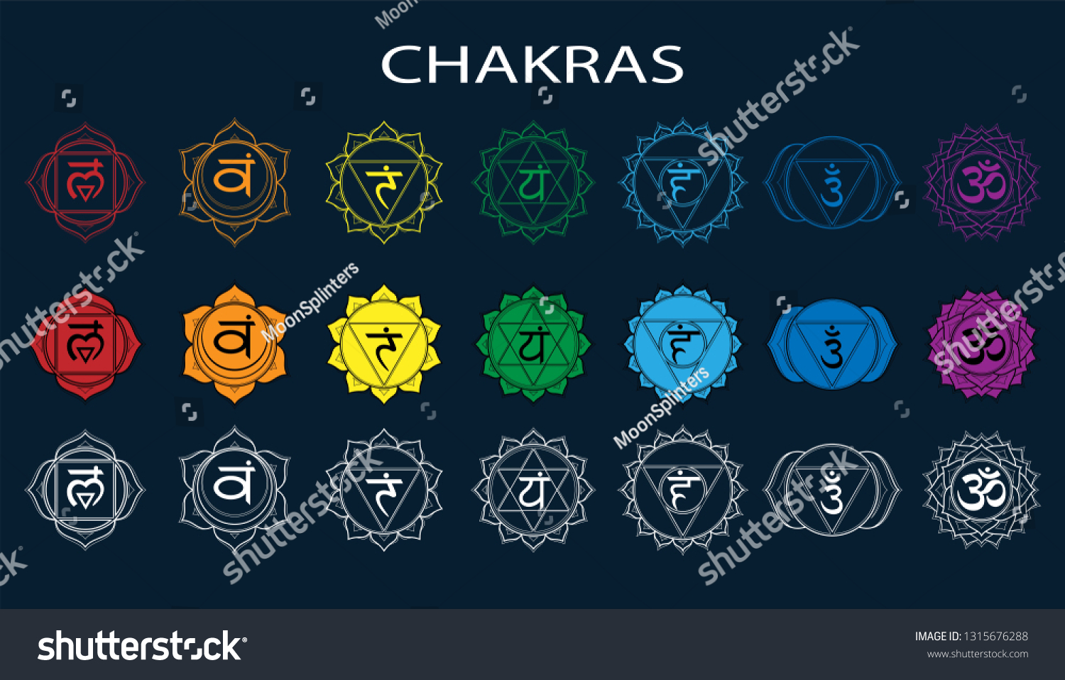 Chakras Set Muladhara Swadhisthana Manipura Anahata Stock Vector ...