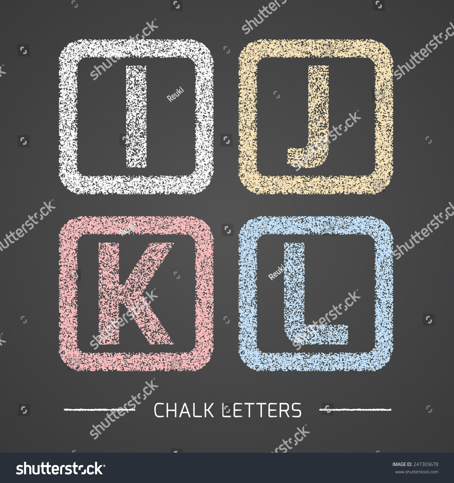 Chalk Alphabet Square Frames Collection Letters Stock Vector Royalty Free