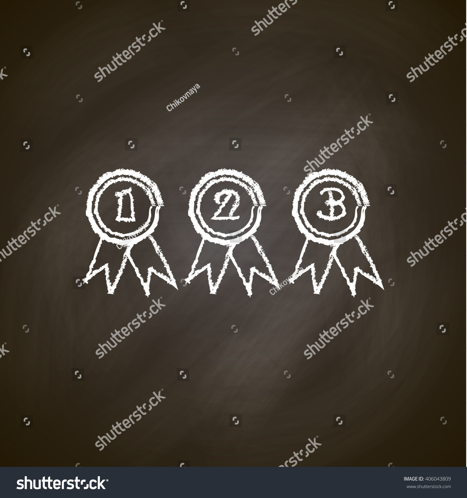 Chalk Drawing Medal Victory Vector Graphics Stock Vector (Royalty Free