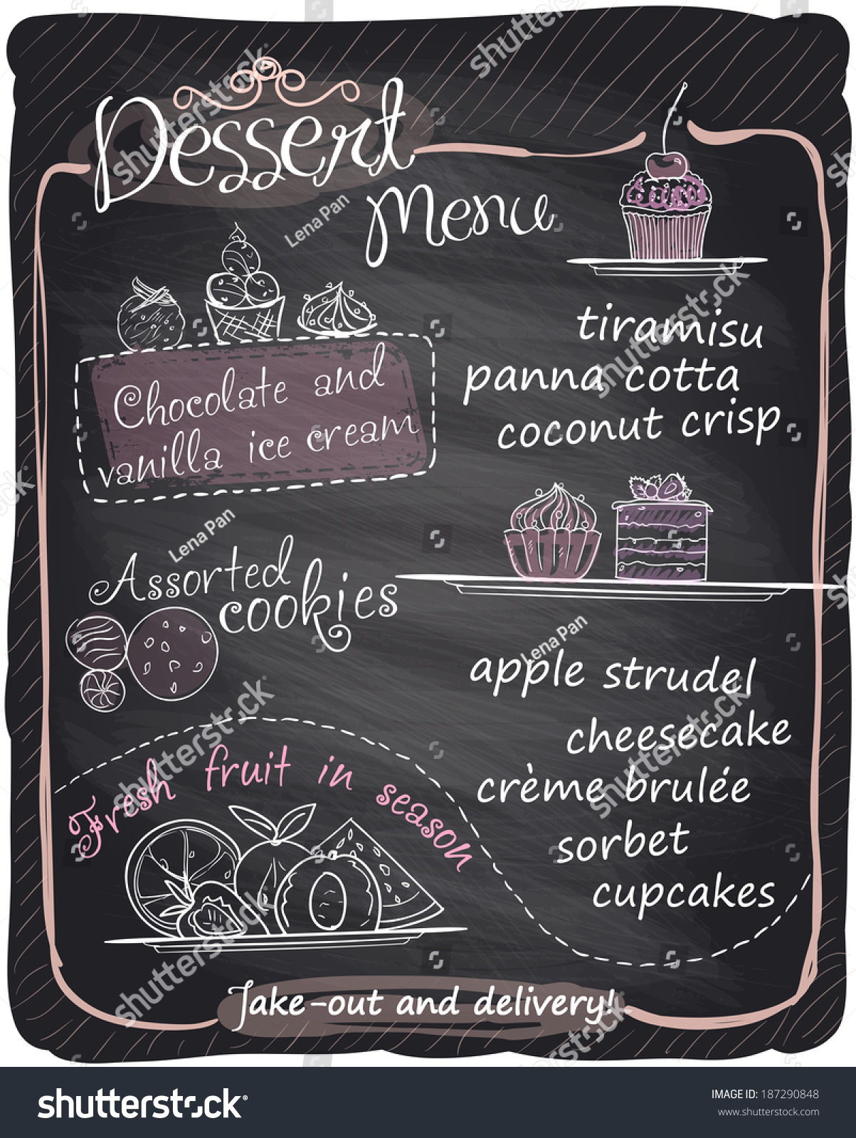 Chalkboard Dessert Menu Eps 10 스톡 벡터(사용료 없음) 187290848 Shutterstock