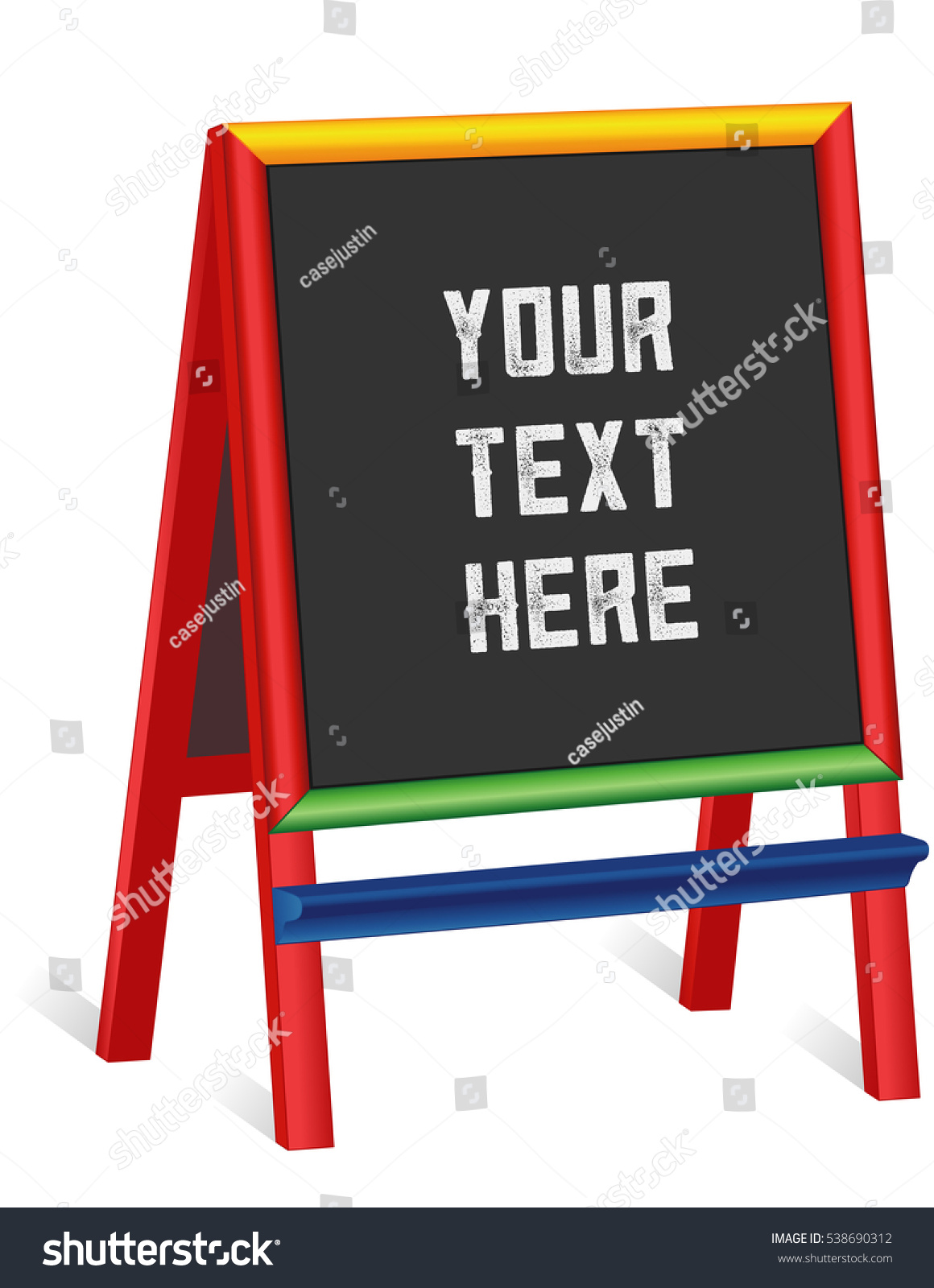 stock vector chalkboard easel tall multi color wood frame blackboard sign copy space to customize with your 538690312