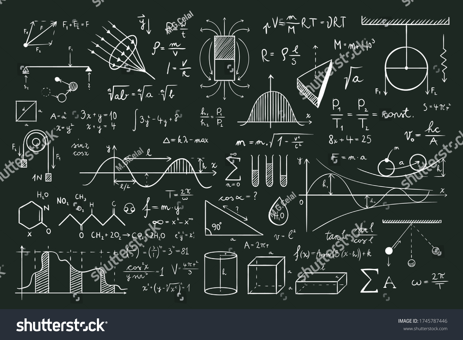 Chalkboard Physics Chemistry Formulas Stock Vector (Royalty Free ...