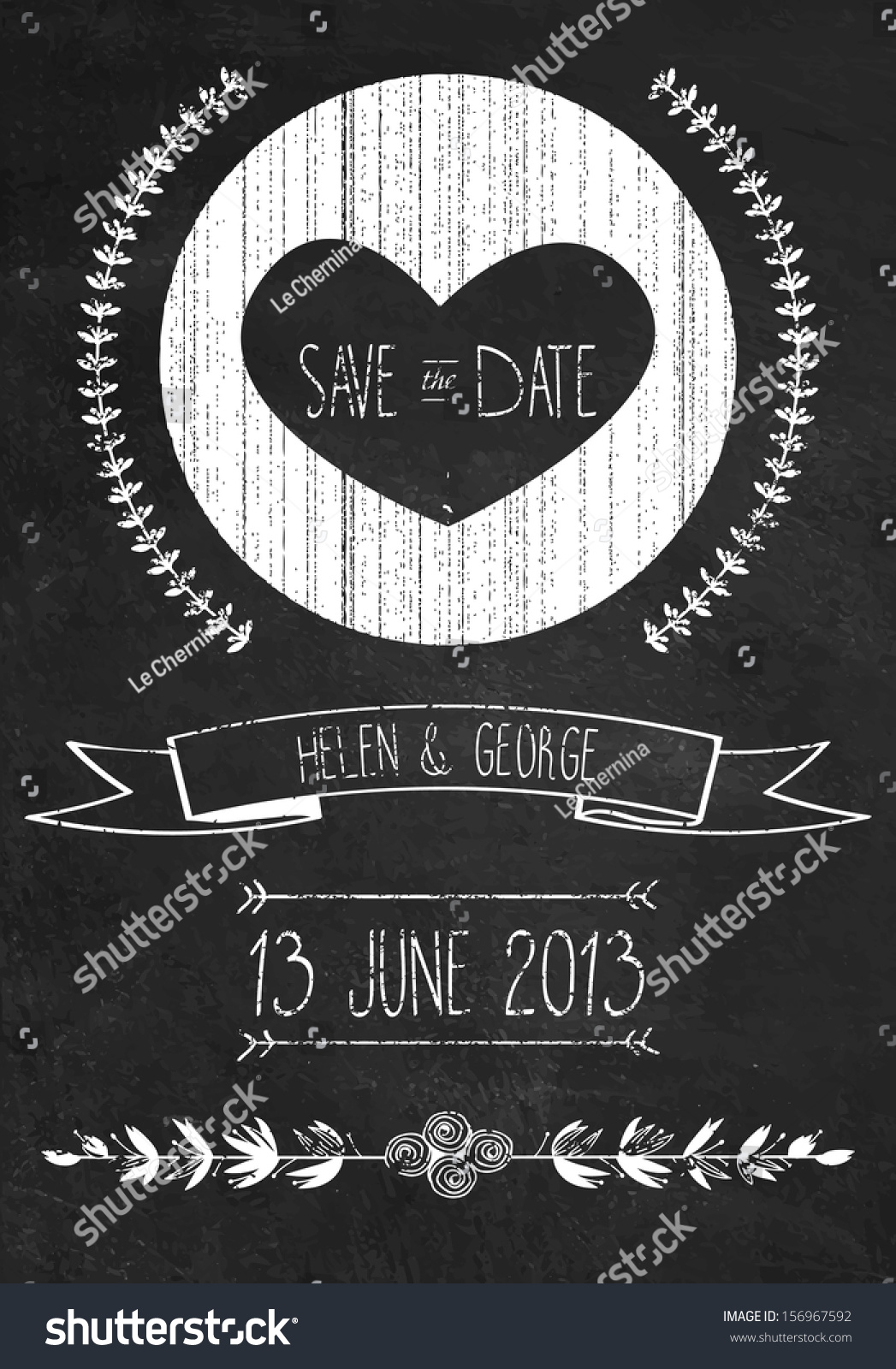 Chalkboard Save Date Wedding Invitation Template Stock Vector Royalty Free 156967592