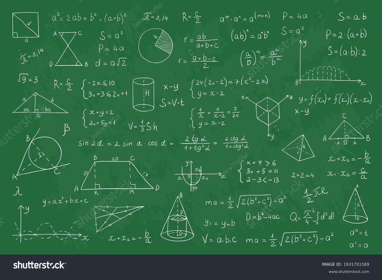 Chalkboard Math Equation Realistic Chalked Numbers Stock Vector ...