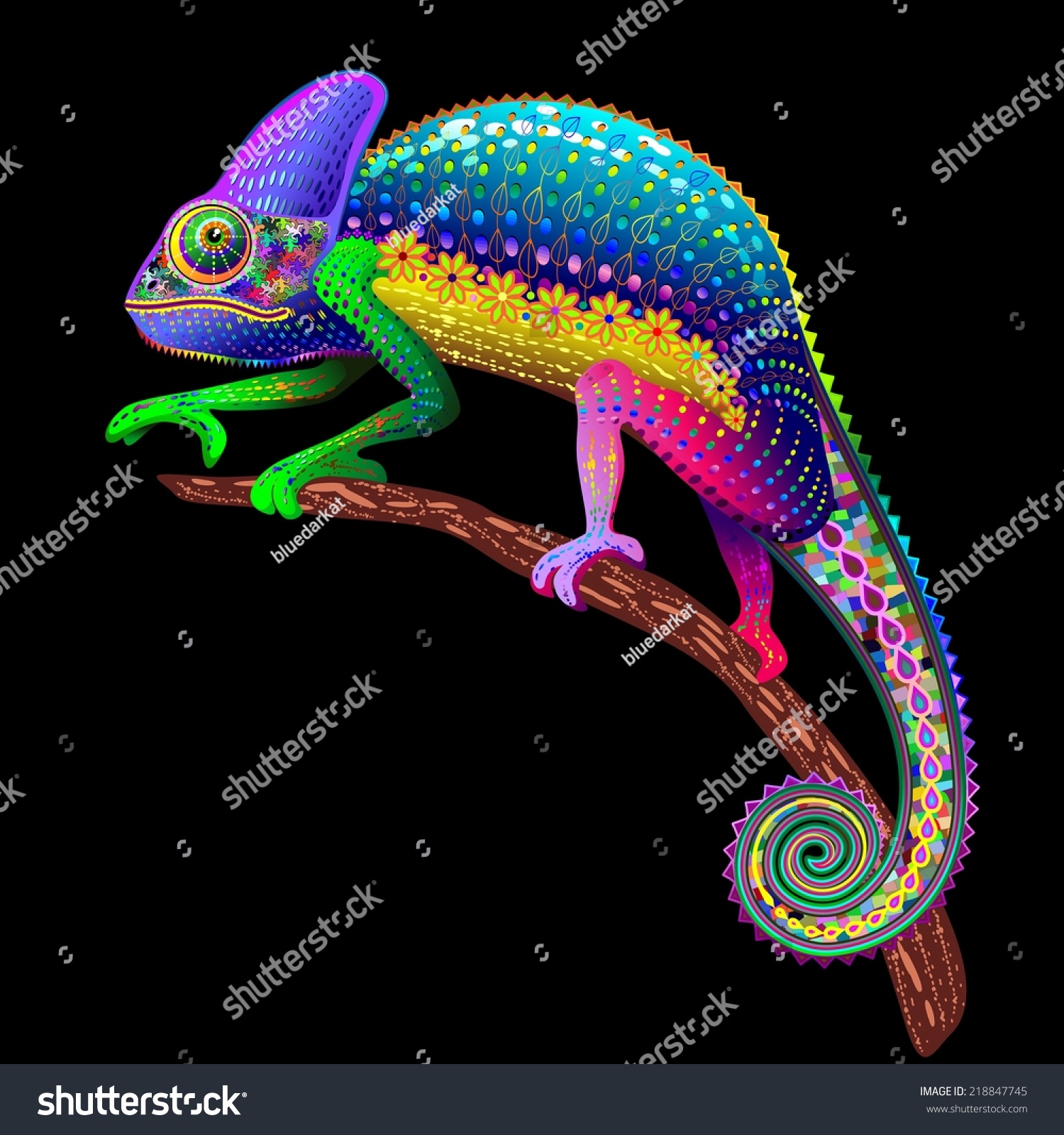SVG of Chameleon Fantasy Rainbow Colors svg