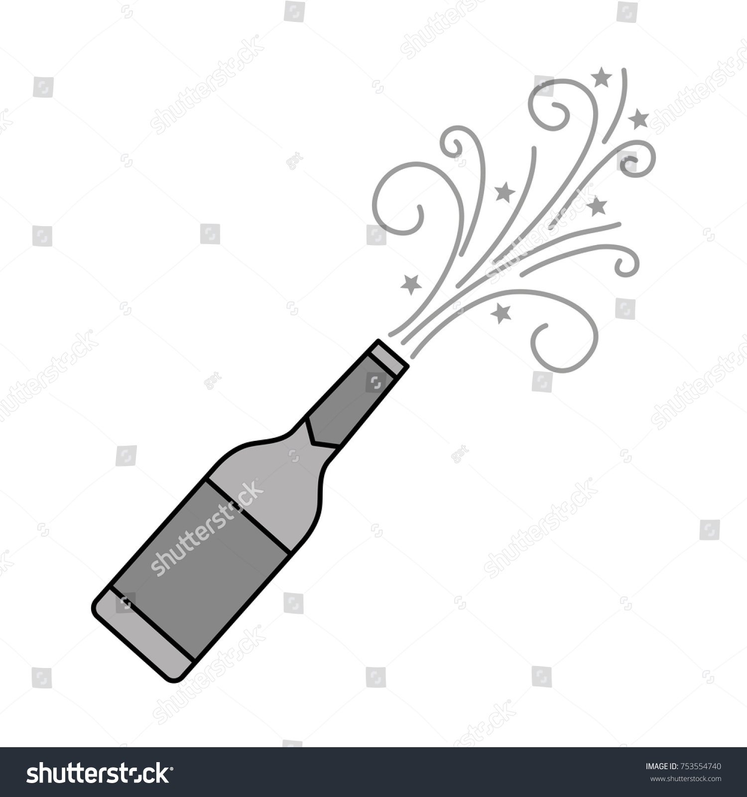 Champagne Bottle Explosion Drink Celebration Vector Stock Vector ...
