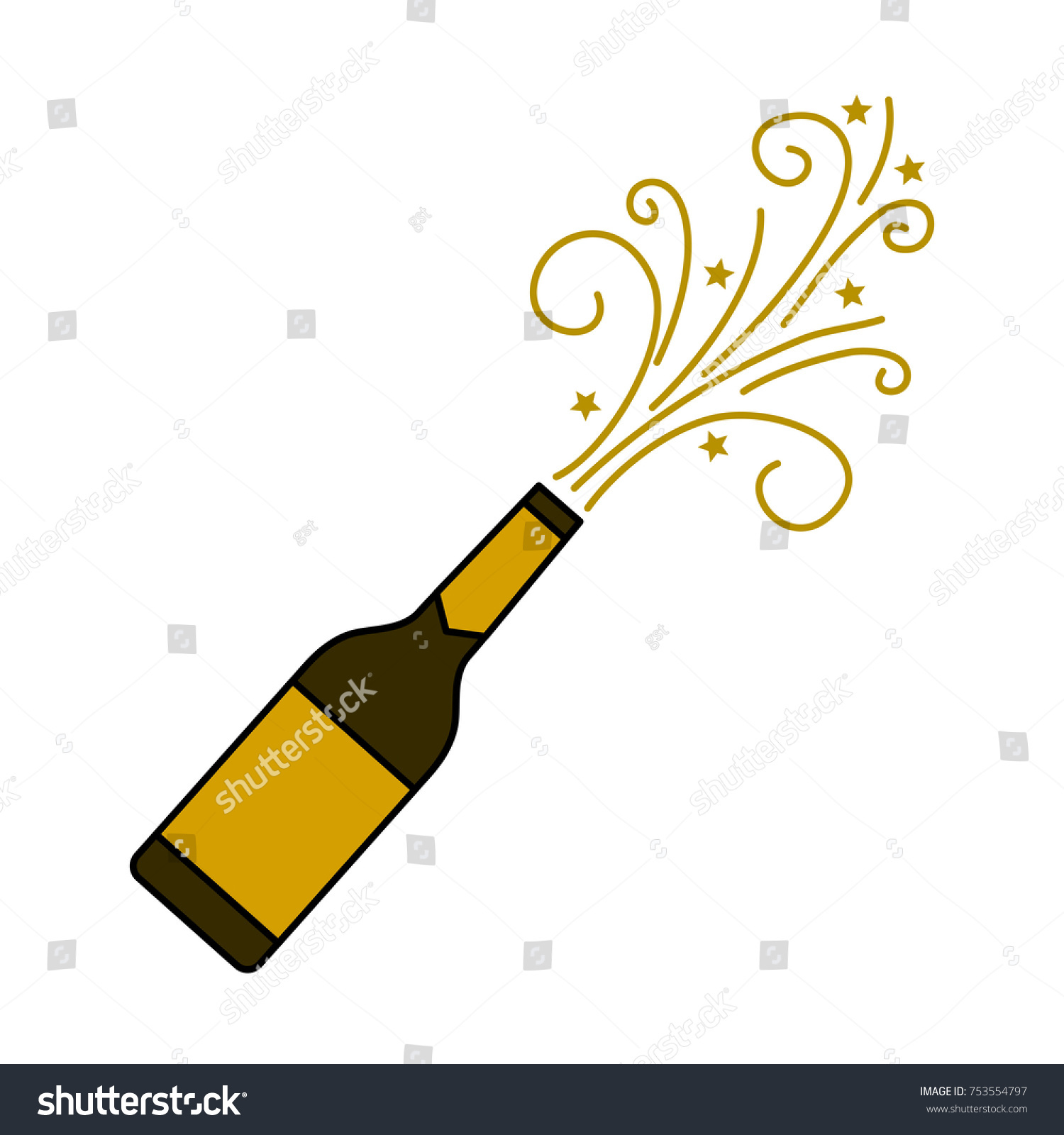 Champagne Bottle Explosion Drink Celebration Vector Stock Vector ...