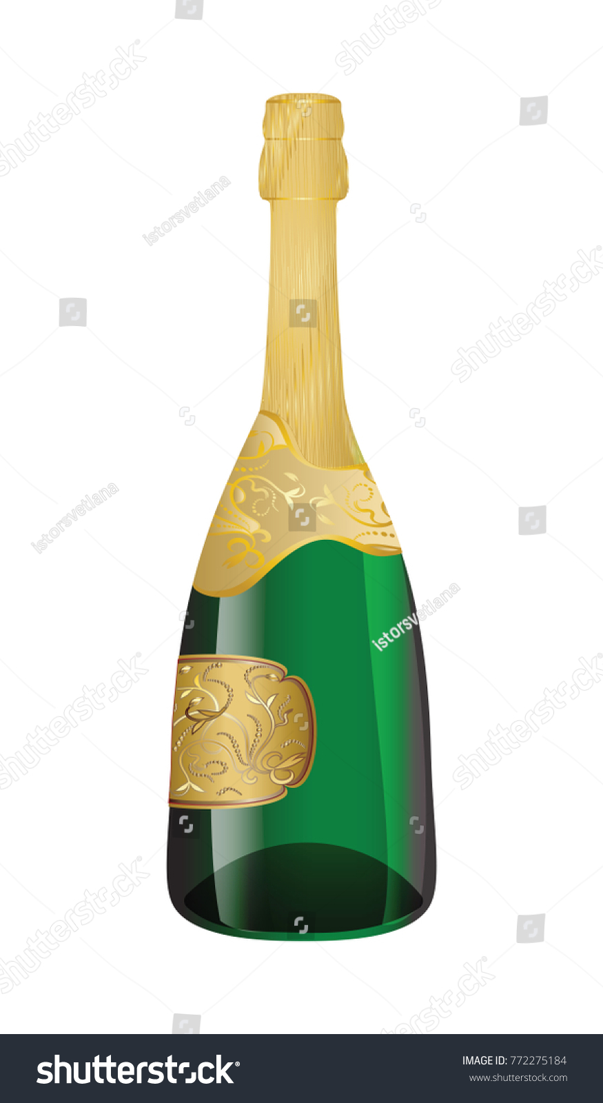 Download Champagne Dark Green Bottle Gold Label Stock Vector Royalty Free 772275184 PSD Mockup Templates