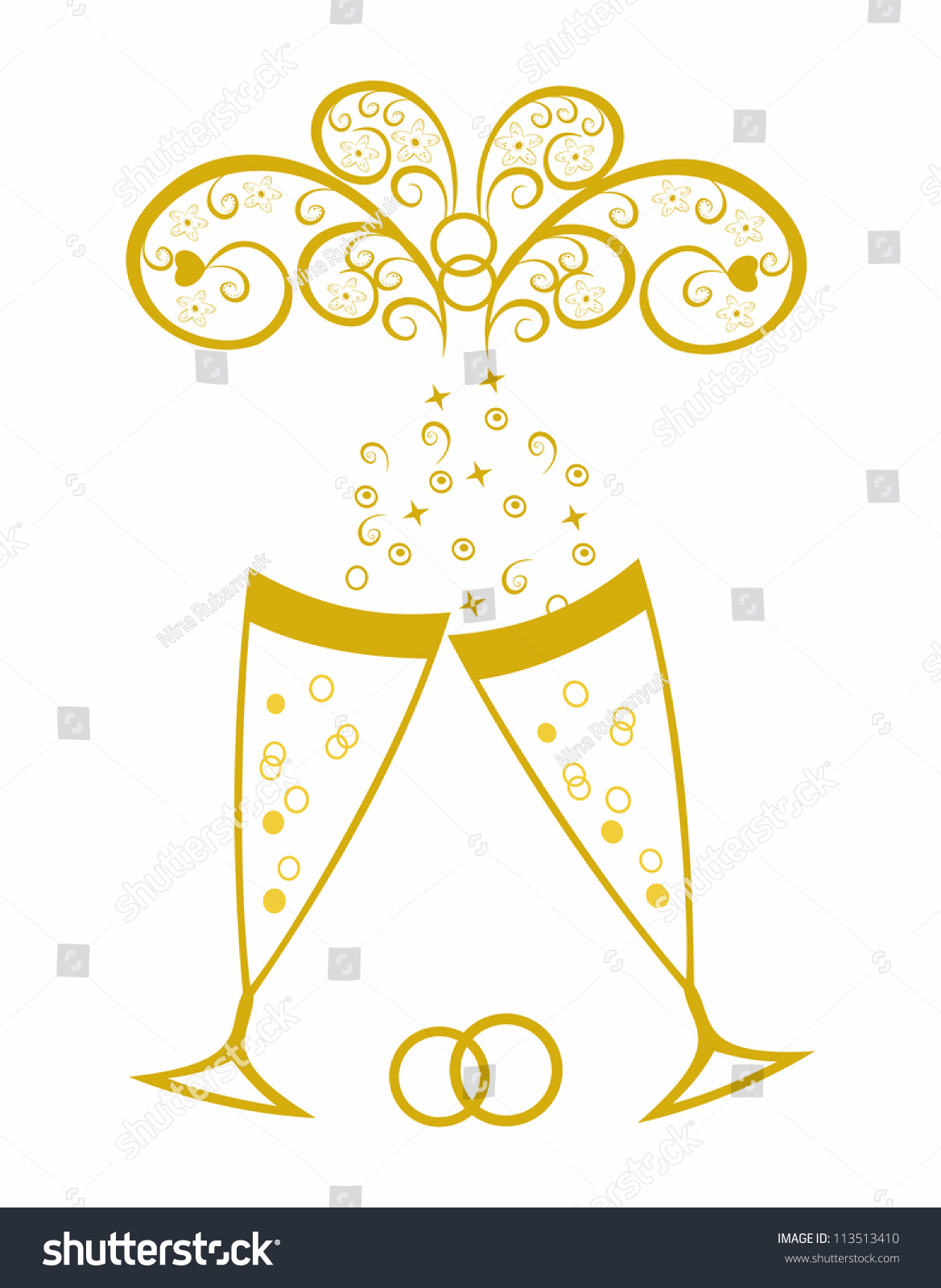 Download Champagne Glassesgolden Wedding Celebrationeditable Scalable Vector Stock Vector 113513410 ...