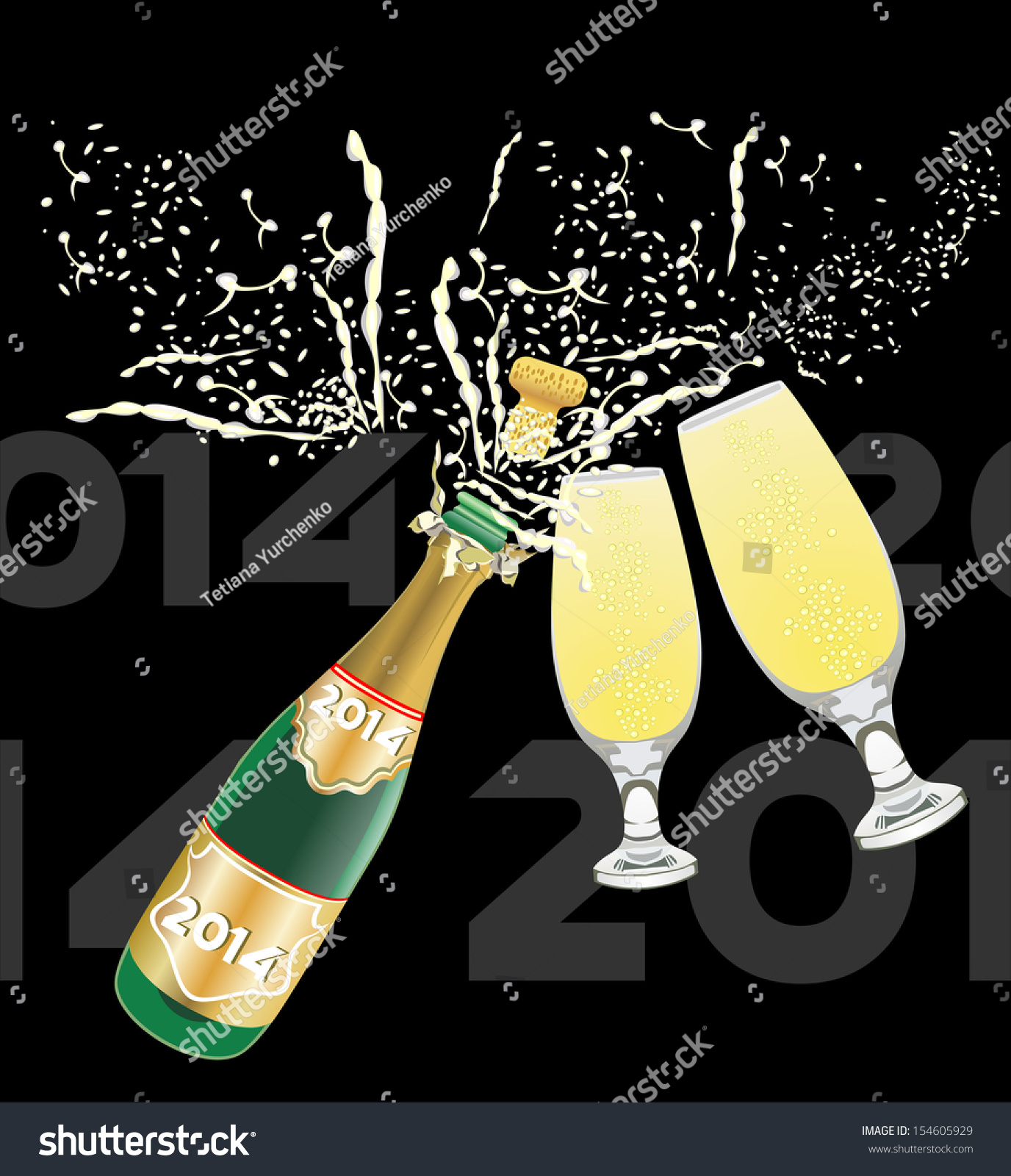 Champagne Opening And Glasses Vector 2014 154605929 Shutterstock