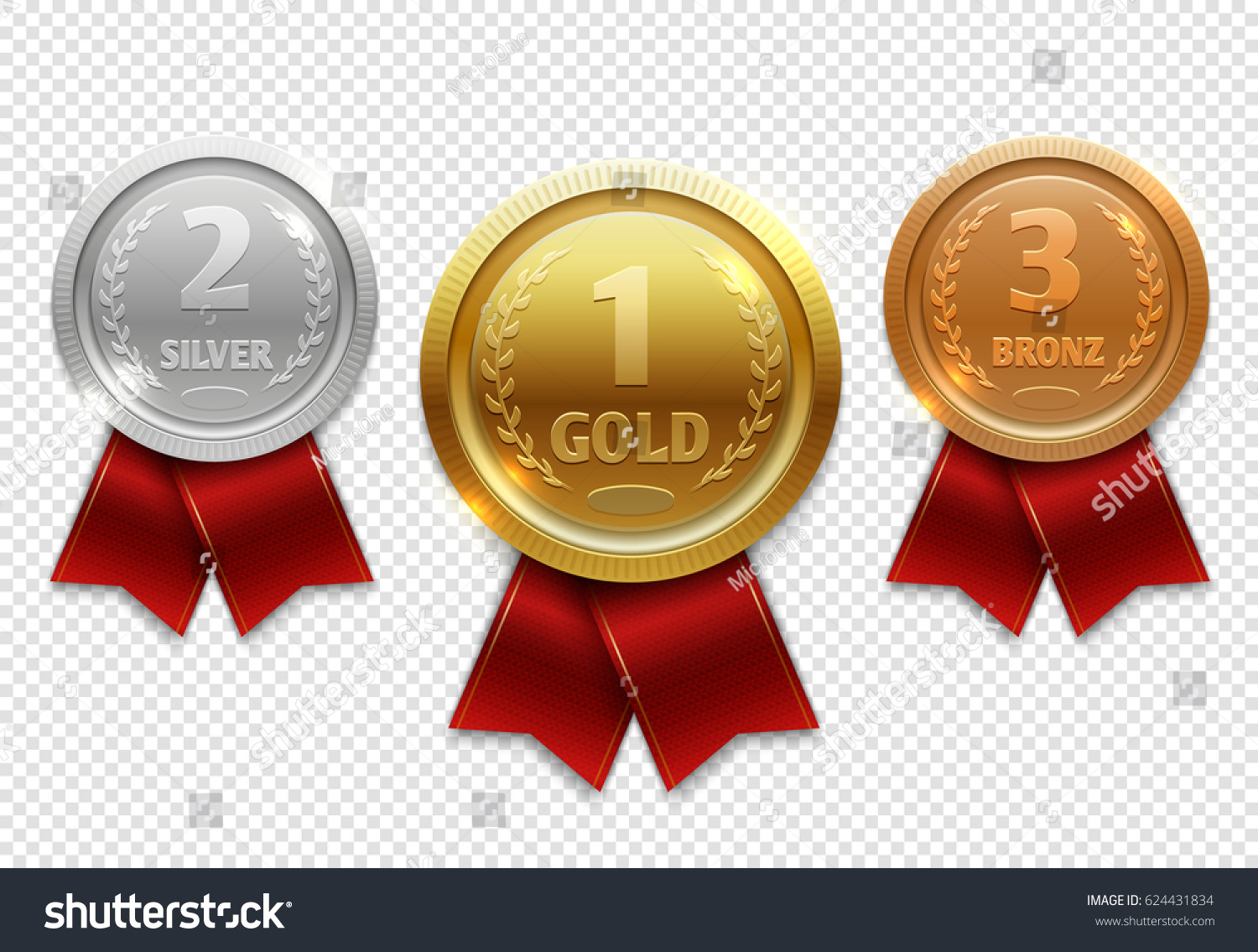 Champion Gold Silver Bronze Award Medals Stock Vector (Royalty Free ...