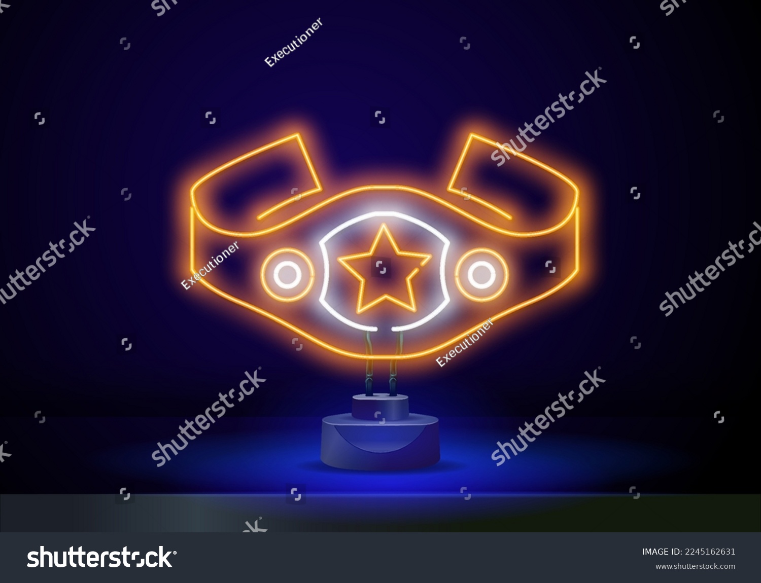 SVG of Championship Belt neon light sign vector. Glowing bright icon Championship Belt sign. transparent symbol illustration svg