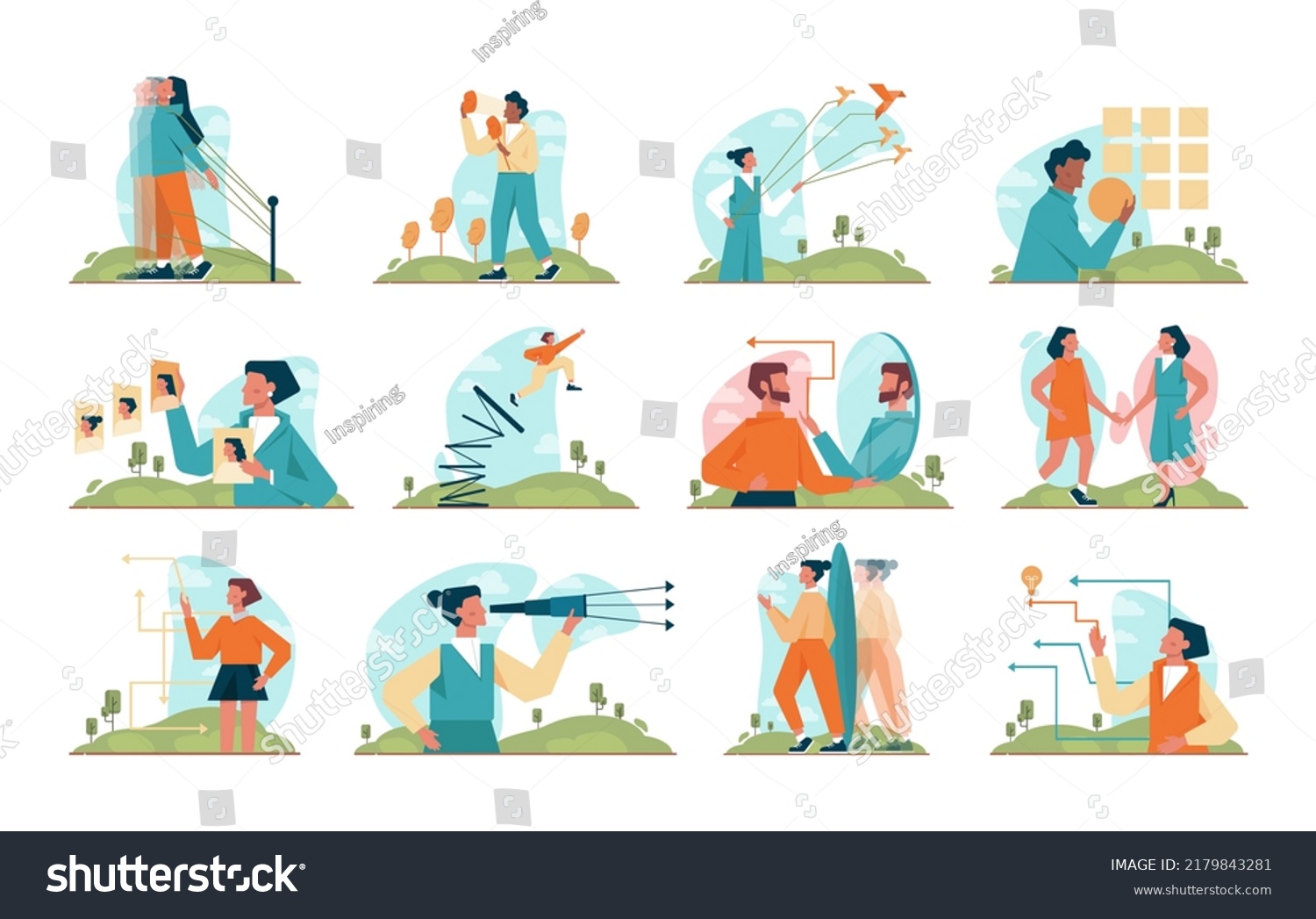 Change Concept Set Transformation Evolution Metaphor Stock Vector ...