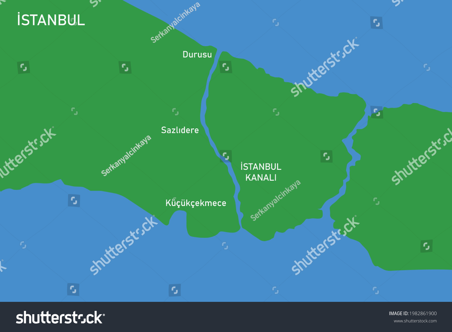 Channel Istanbul Project Route On Map Stock Vector (Royalty Free ...