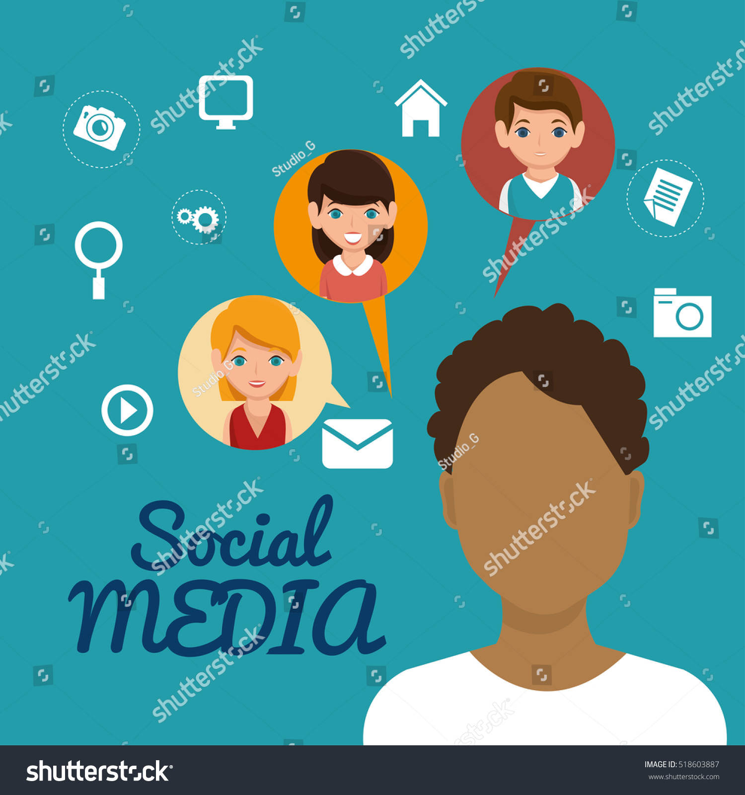 Character Man Friendship Social Media Stock Vector (Royalty Free) 518603887