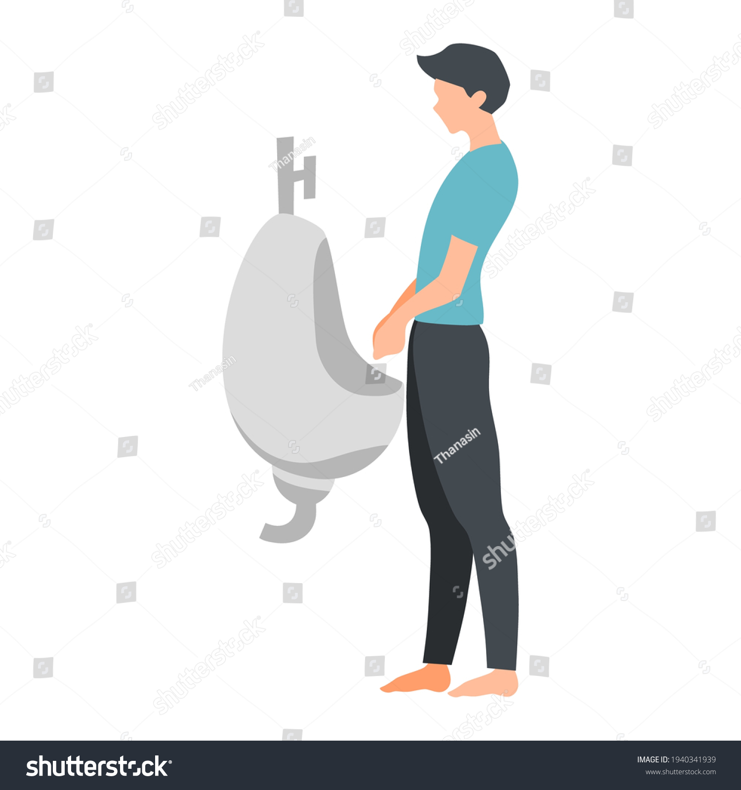 Character Man Peeing Urine Toilet On Stock Vector Royalty Free Shutterstock