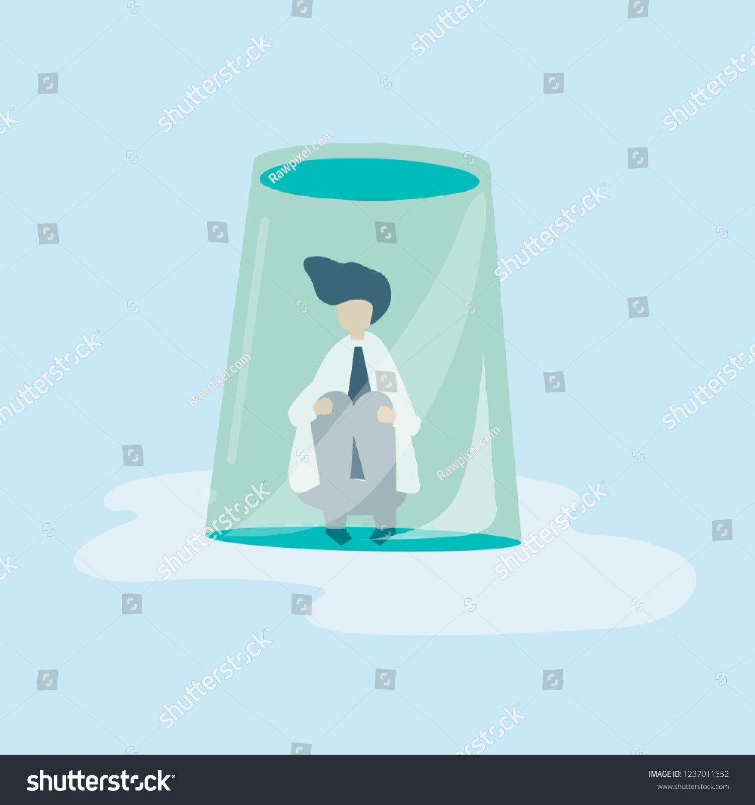 Character Businessman Feeling Small Trapped Illustration Stock Vector