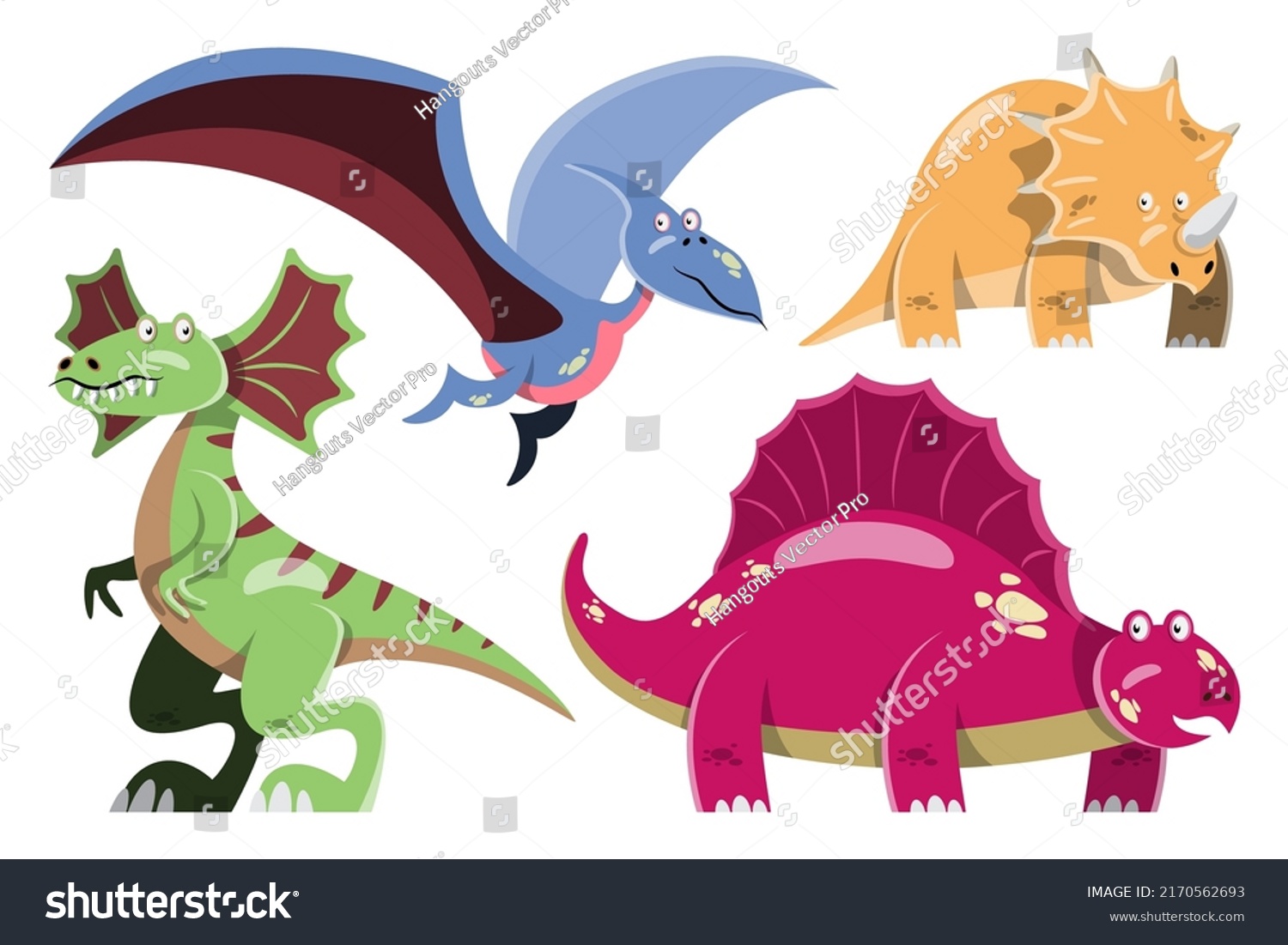 Character Set Cute Colored Cartoon Dinosaurs Stock Vector (Royalty Free ...