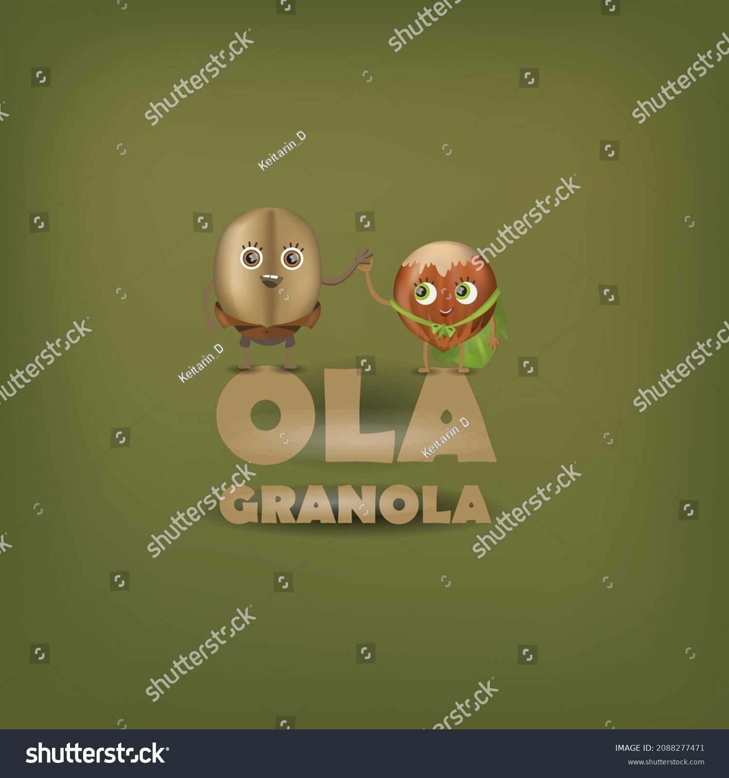 SVG of Characters for the brand. A grain of oatmeal and a nut dear friend. Cute characters in brown colors for packaging. The face of the brand. svg
