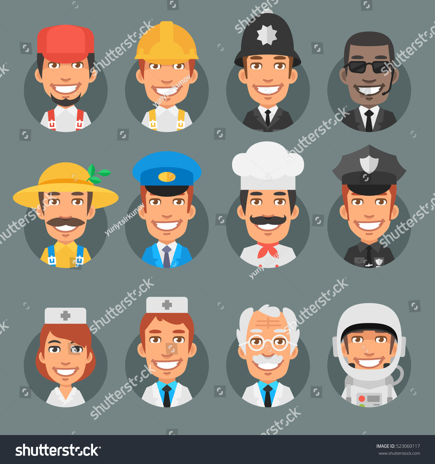 Characters People Different Professions Circle Stock Vector (Royalty ...