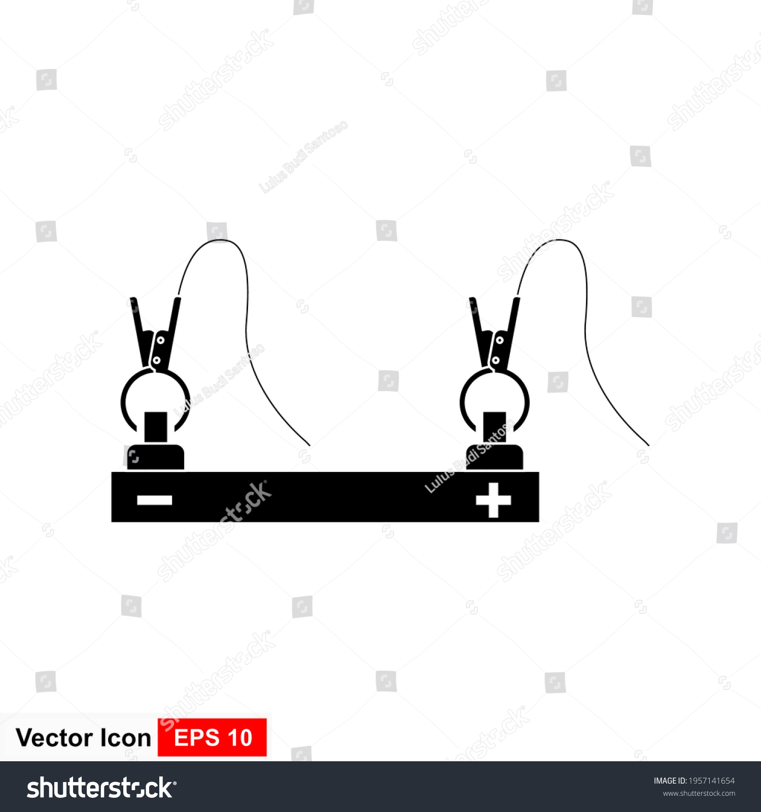 SVG of Charging car battery by jumper. Simple illustration of jumper wire icon for web.  svg