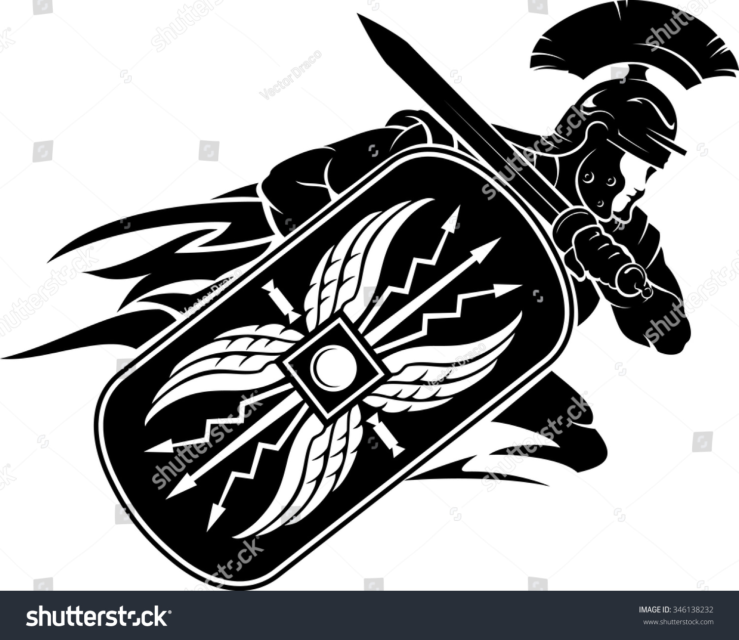 Charging Roman Warrior Stock Vector 346138232 : Shutterstock