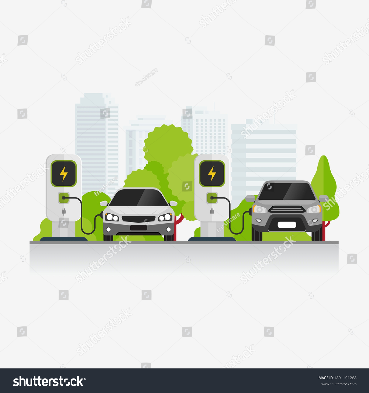 SVG of Charging station design concept. Electric vehicle charging technology at parking area vector illustration svg