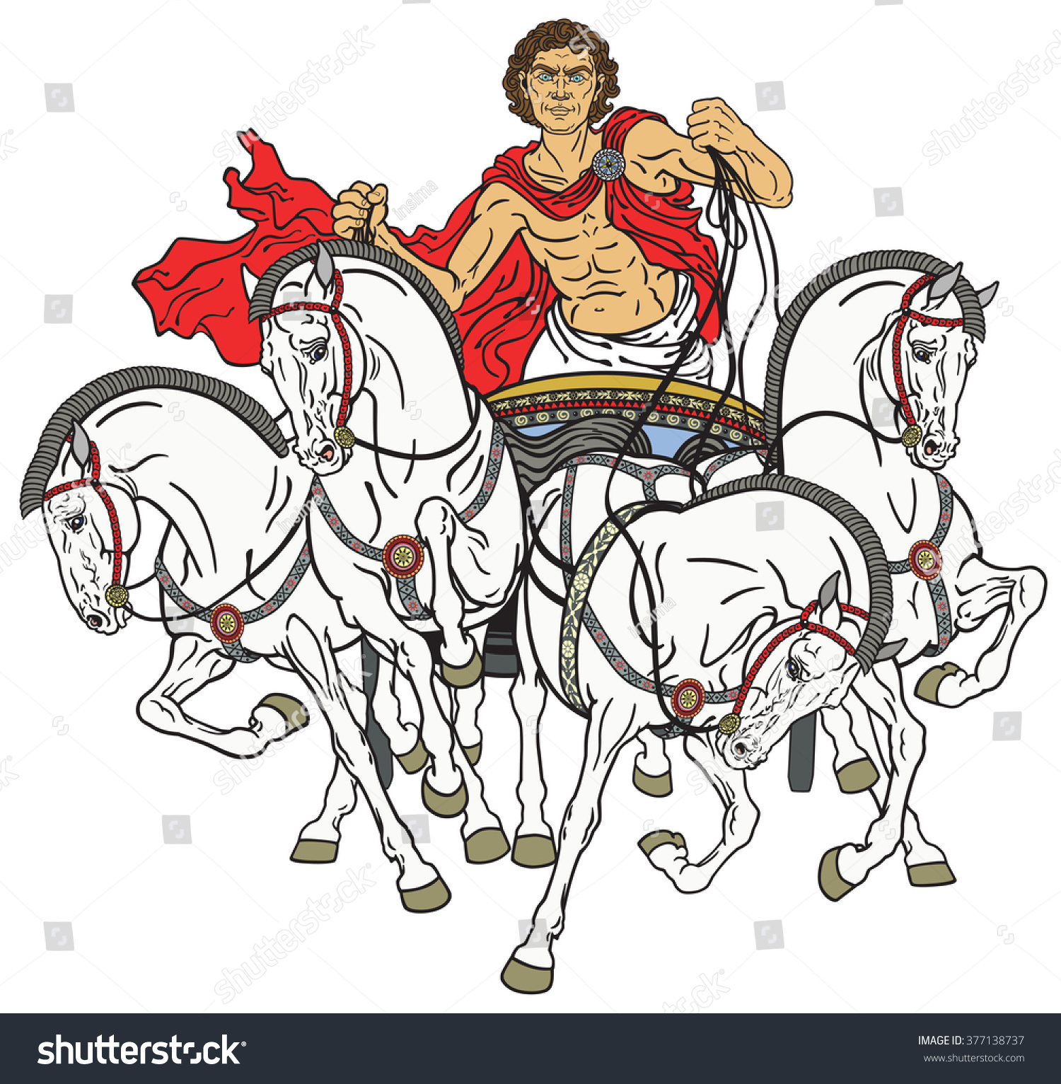 Charioteer Quadriga Chariot Pulled By Four Stock Vector (Royalty Free ...