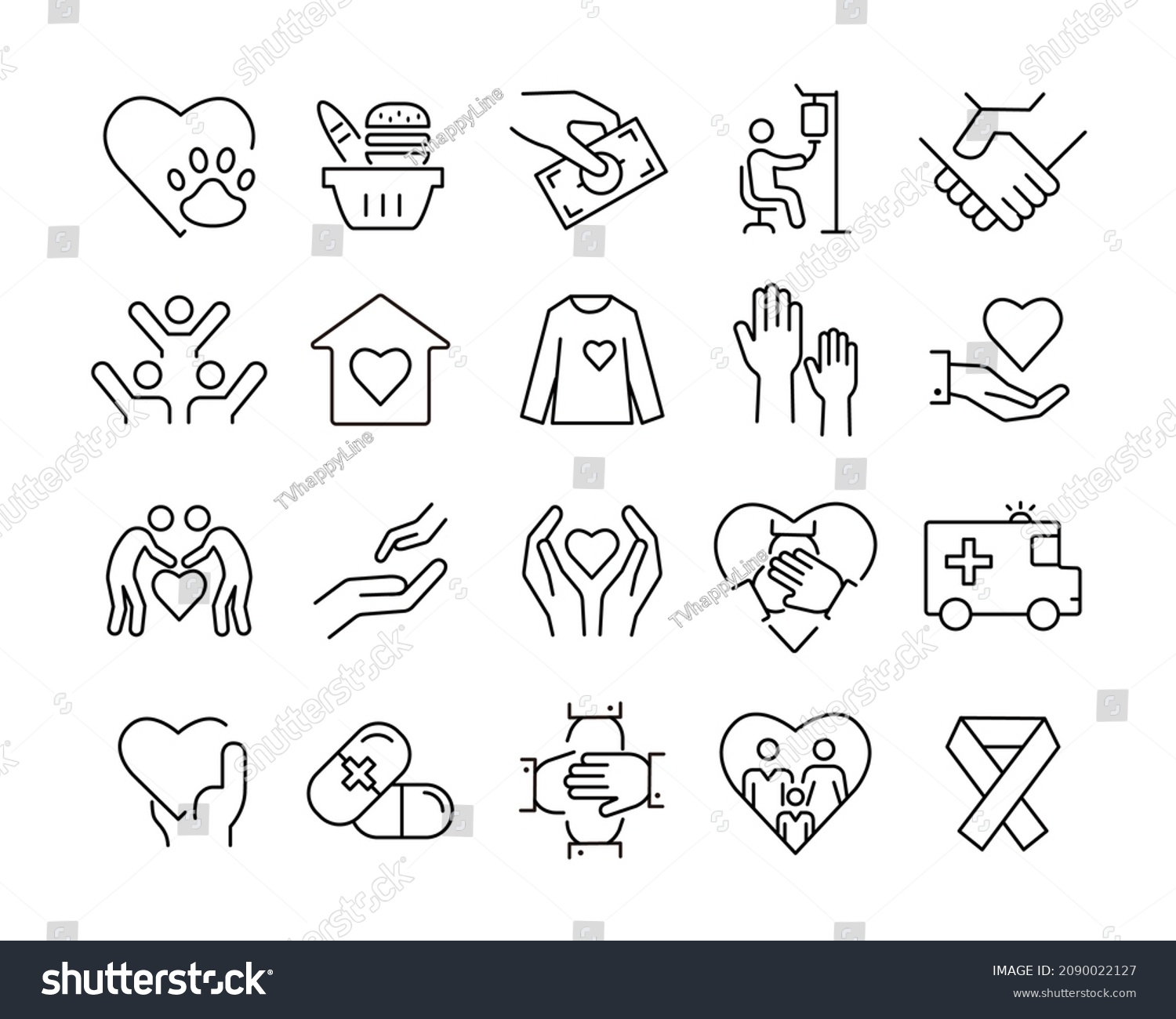 Charity Icons Vector Editable Stroke Vector Stock Vector (Royalty Free ...