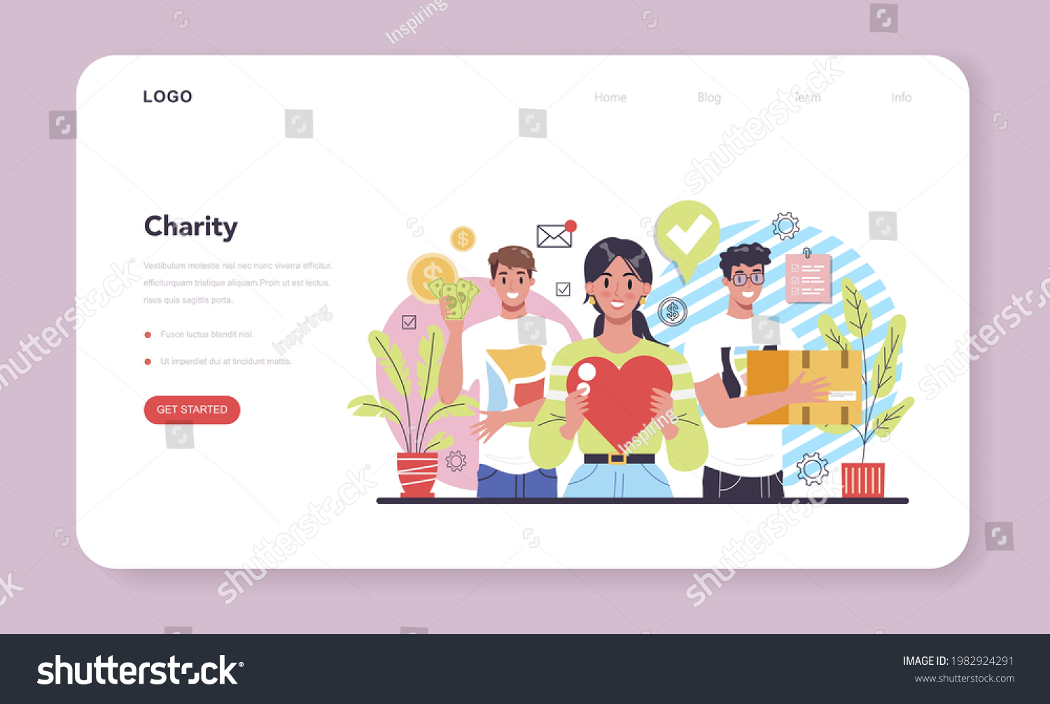 SVG of Charity web banner or landing page. People or volunteer donate stuff to help other people. Idea of humanitarian support and philanthropy. Isolated vector illustration in cartoon style svg
