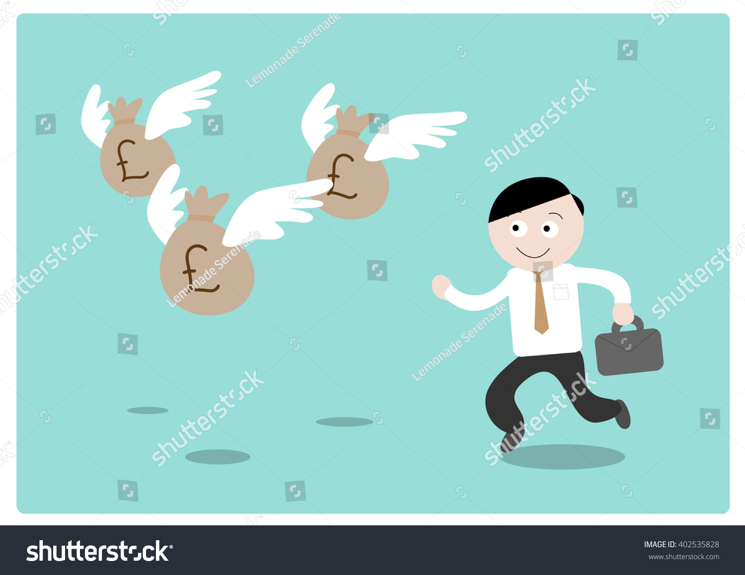 Chasing Money Pound Sterling Hand Drawn Stock Vector (Royalty Free ...