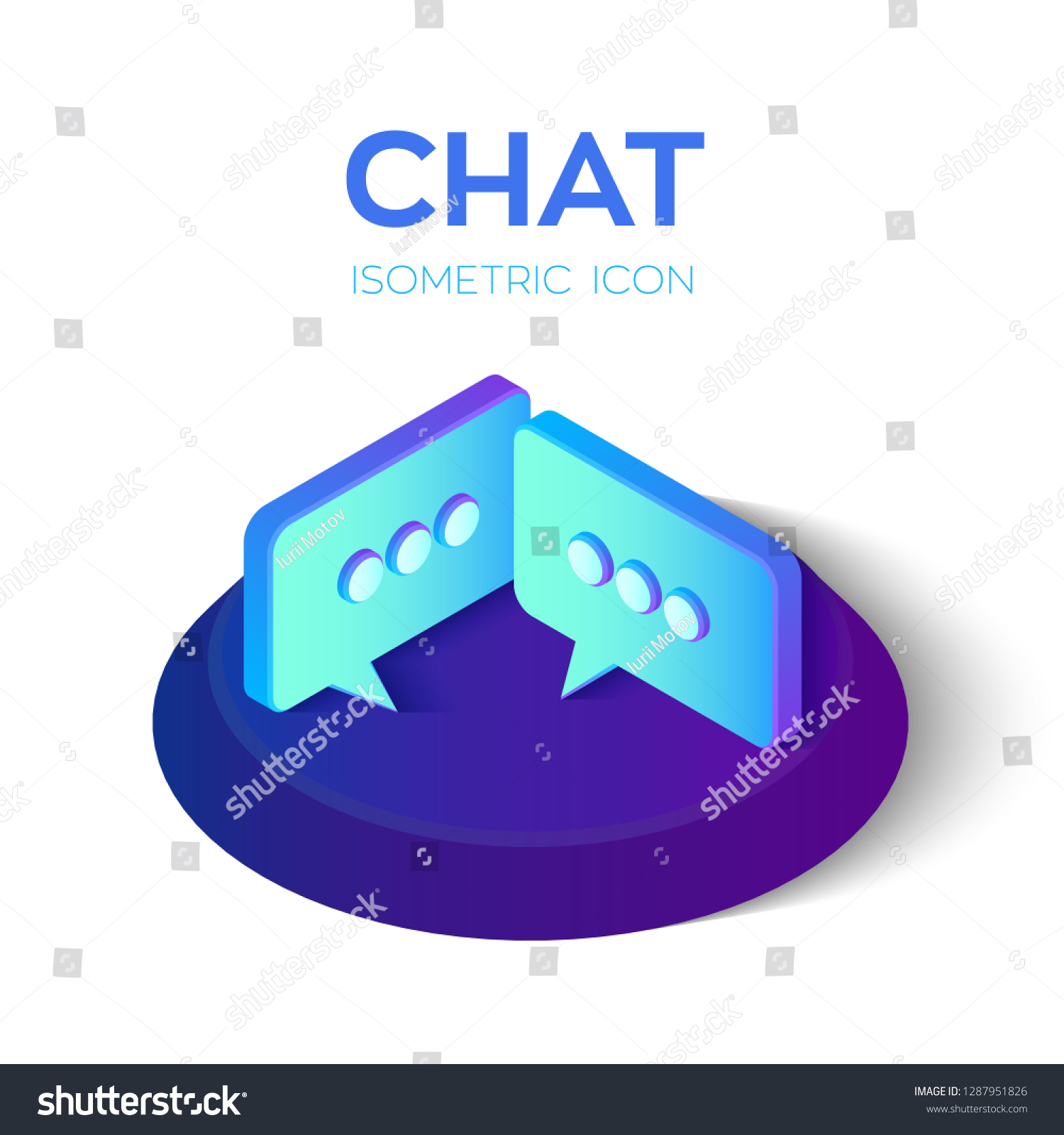 Chat Icon 3d Isometric Chat Sign Stock Vector Royalty Free