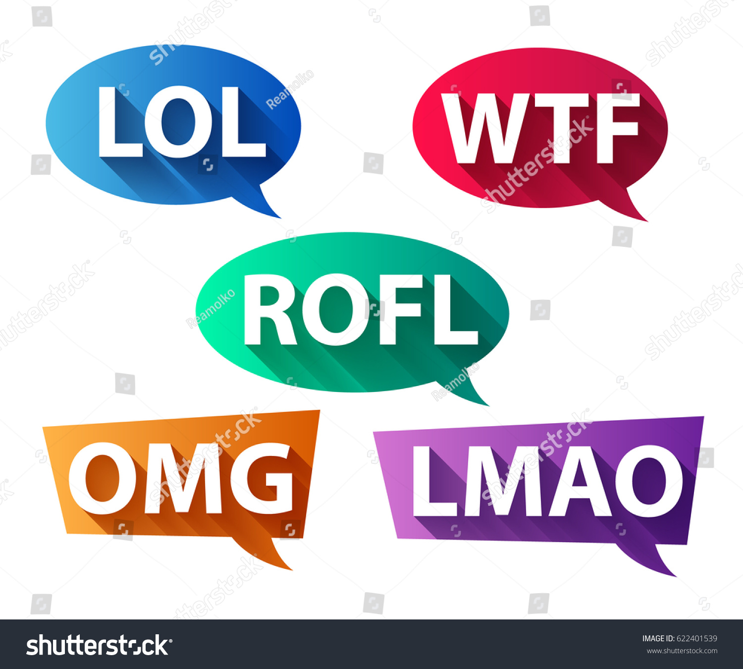 Chat Words Lol Omg Wtf Rofl Stock Vector Royalty Free