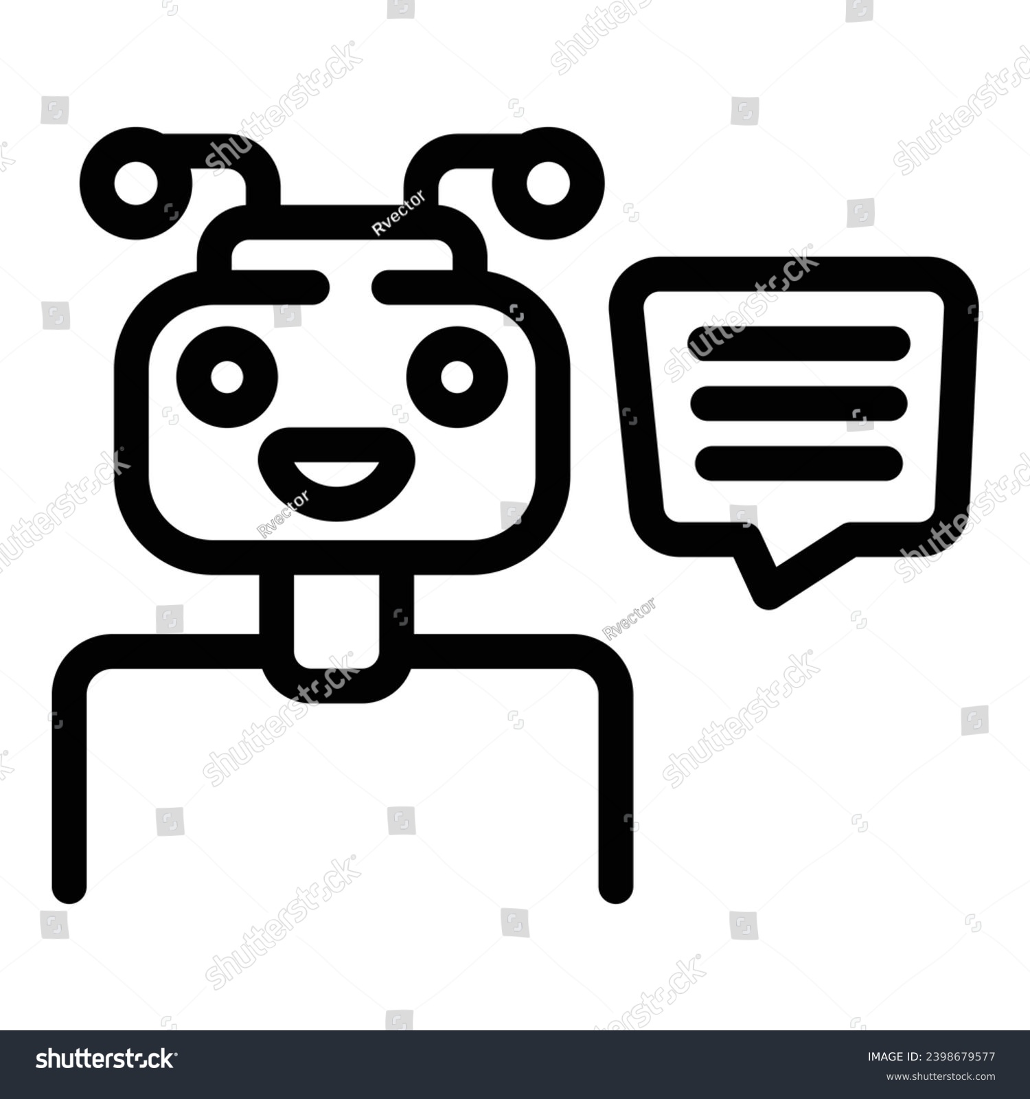 black robot with speech bubble clip art preview