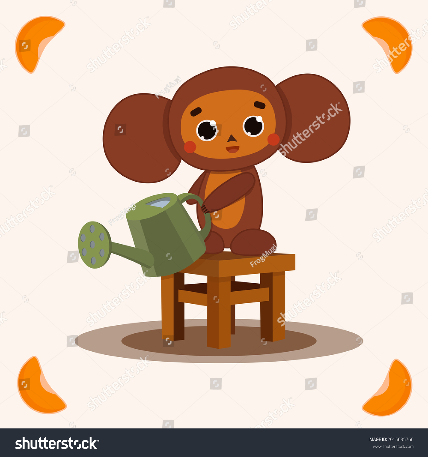 Cheburashka Watering Can Russian Cartoon Characters: стоковая векторная ...