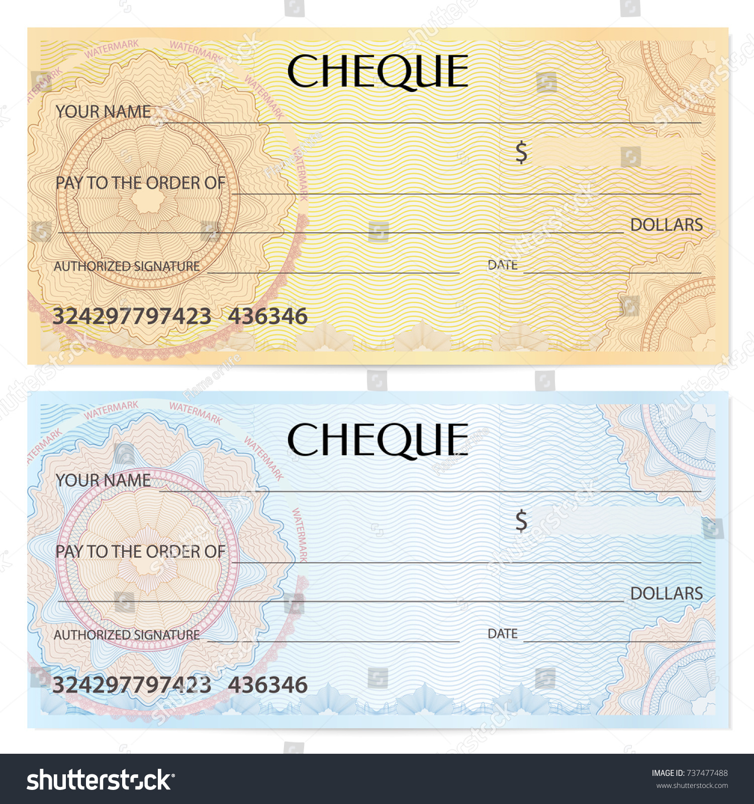 Check Cheque Chequebook Template Guilloche Pattern Stock Vector ...