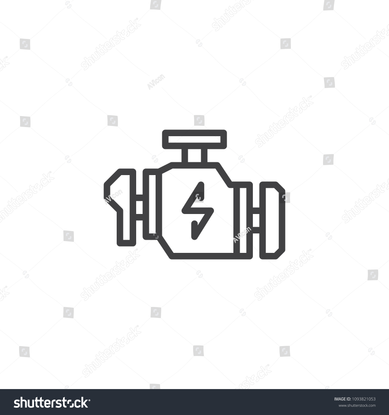 Check Engine Warning Sign Outline Icon Stock Vector Royalty Free