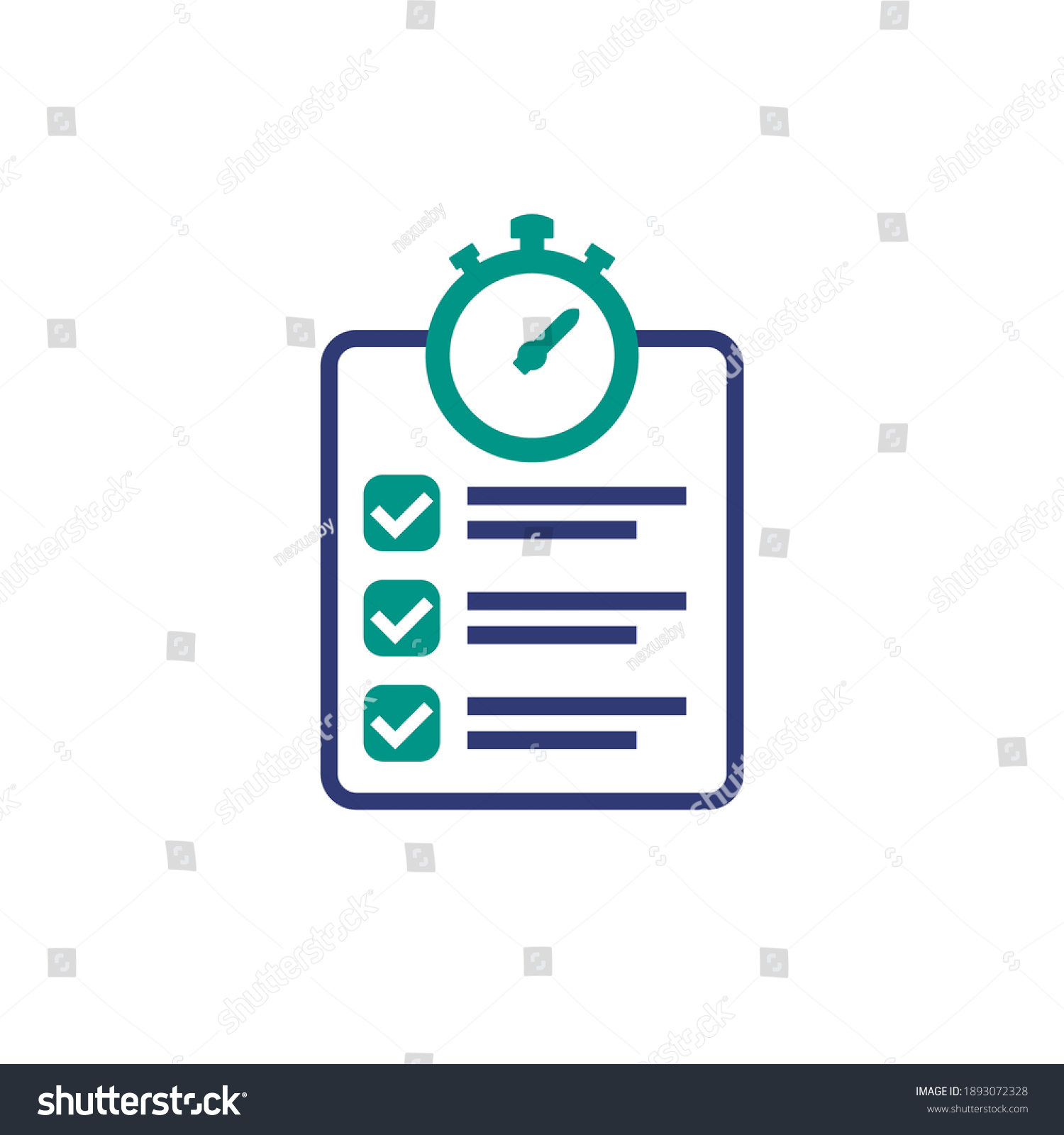 Check List Timer Icon On White Stock Vector (Royalty Free) 1893072328 ...