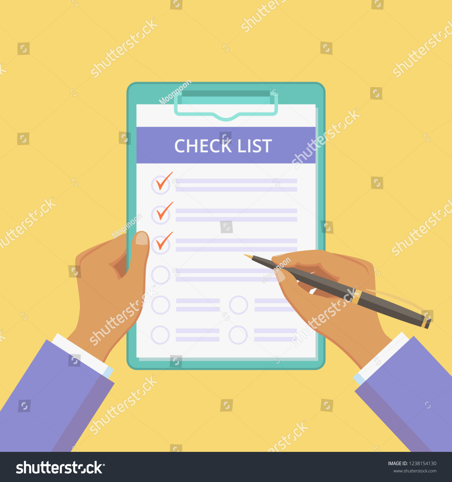 Check List On Clipboard Hands Vector 库存矢量图（免版税）1238154130 Shutterstock