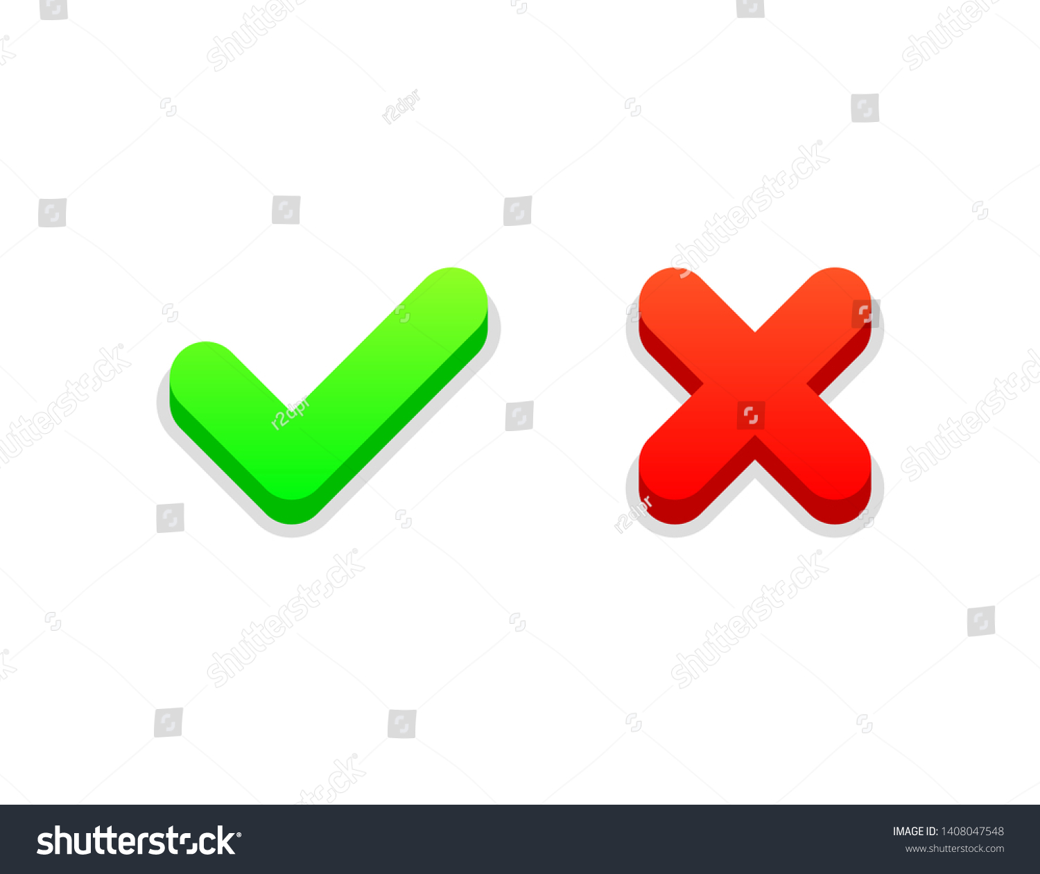 Check Mark Cross Signs Green Checkmark Stock Vector Royalty Free