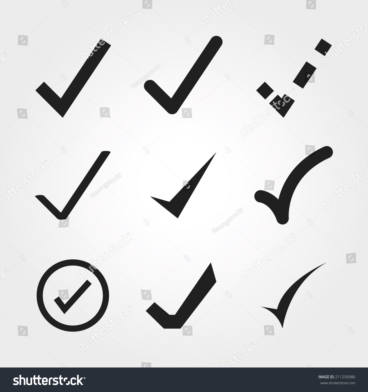 Vektor Stok Check Mark Icons Tanpa Royalti 211256986 Shutterstock