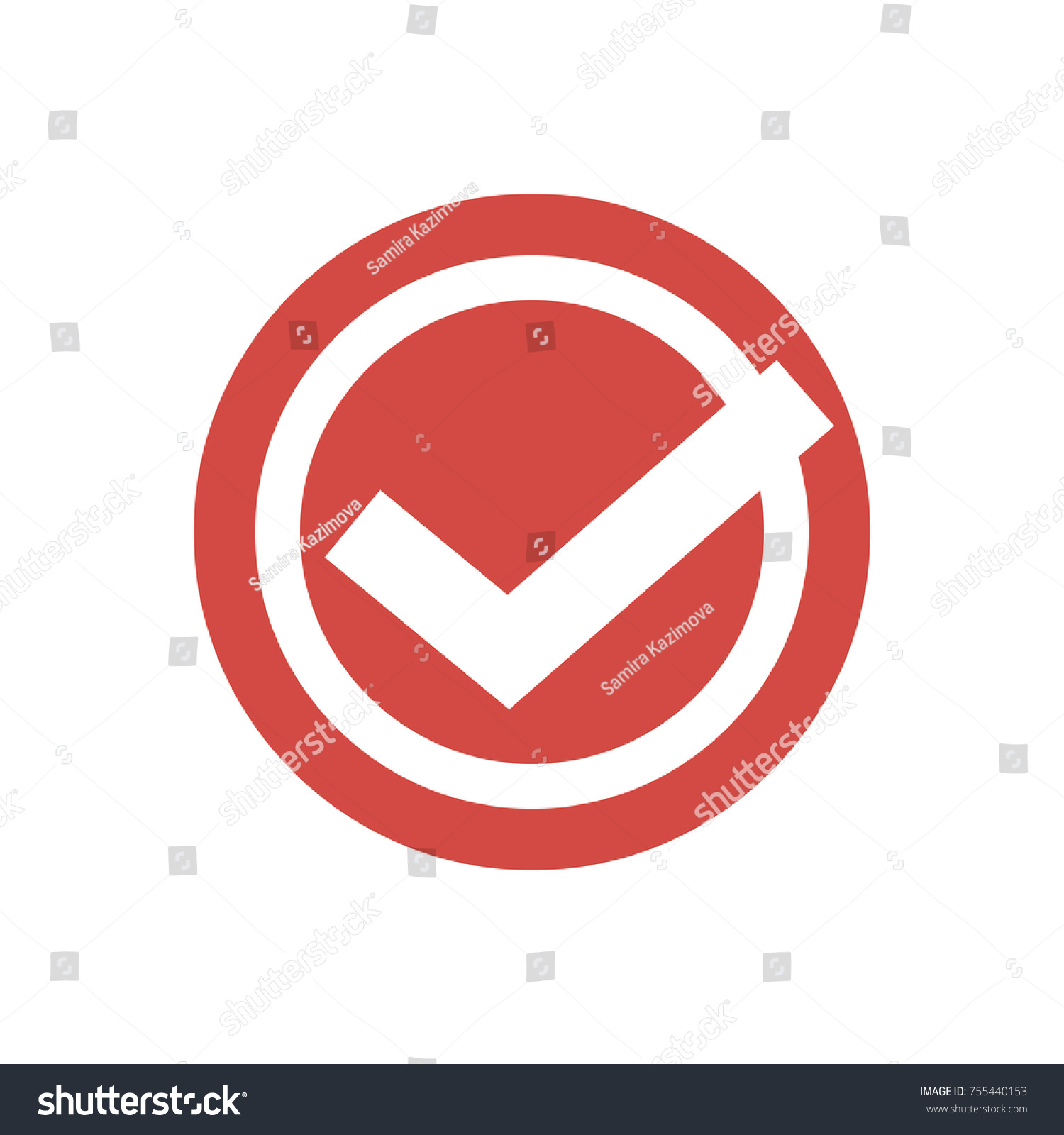 Check Mark Tick Icon Red Circle Stock Vector (Royalty Free) 755440153