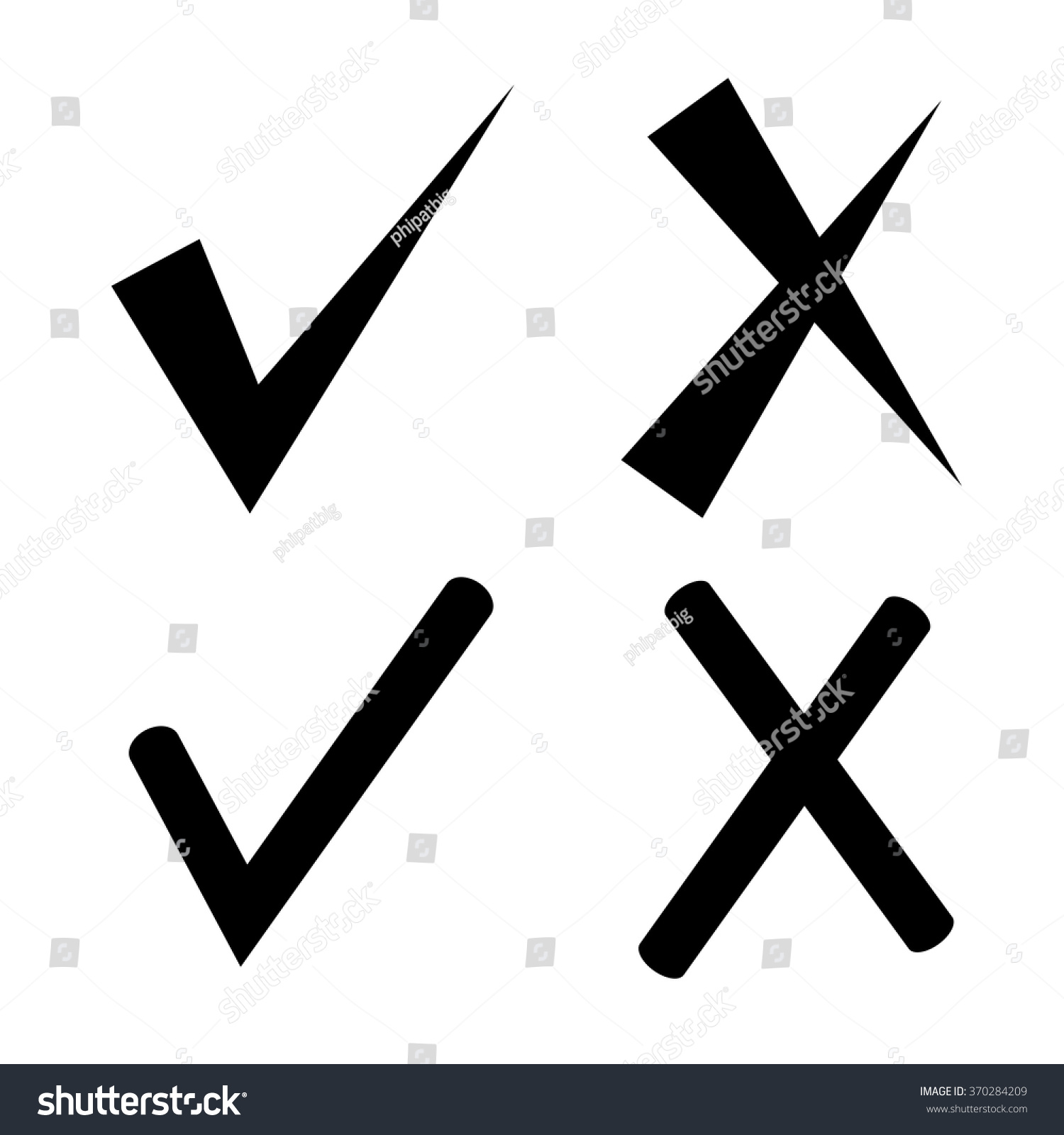 Check Mark Wrong Mark Tick Icons Stock Vector 370284209 - Shutterstock