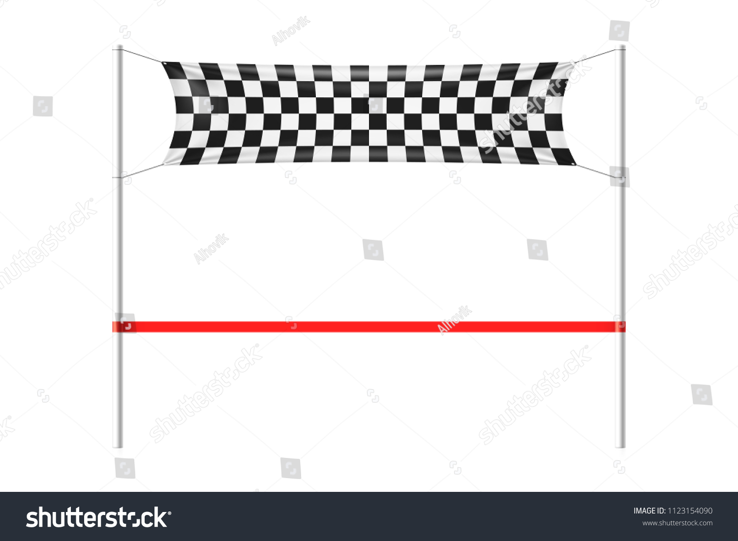 Checkered Finish Line Banner Red Ribbon Stock Vector Royalty Free 1123154090 6397