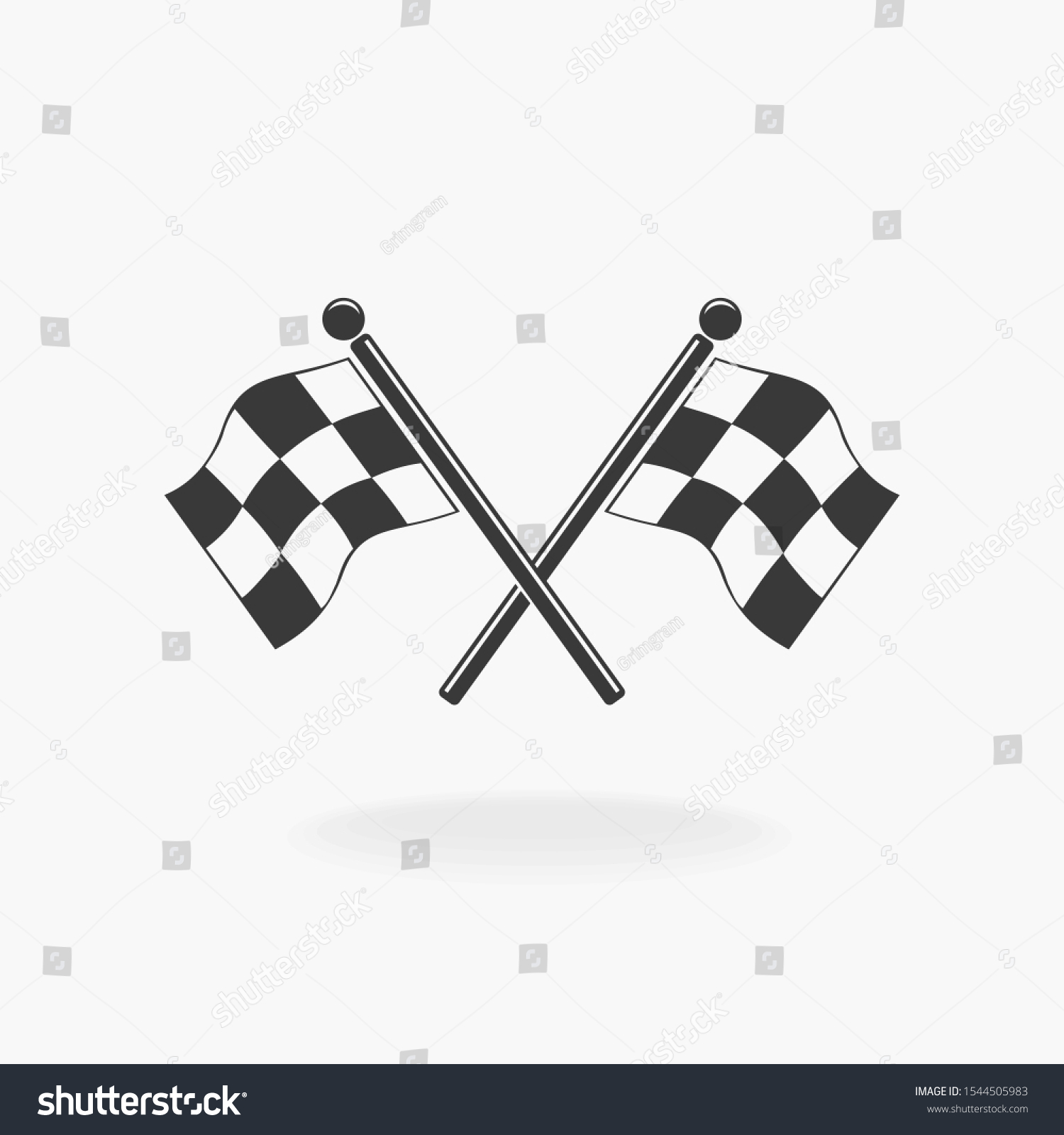 Checkered Flag Sport Racing Icon Silhouette Stock Vector (Royalty Free ...