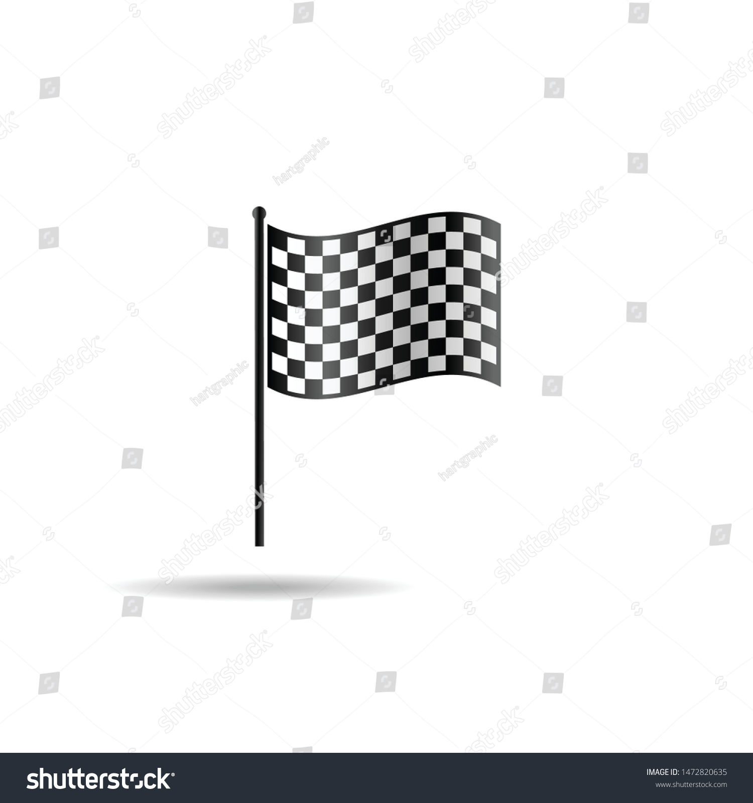 Checkered Flag Vector Rippled Black White Stock Vector (Royalty Free ...